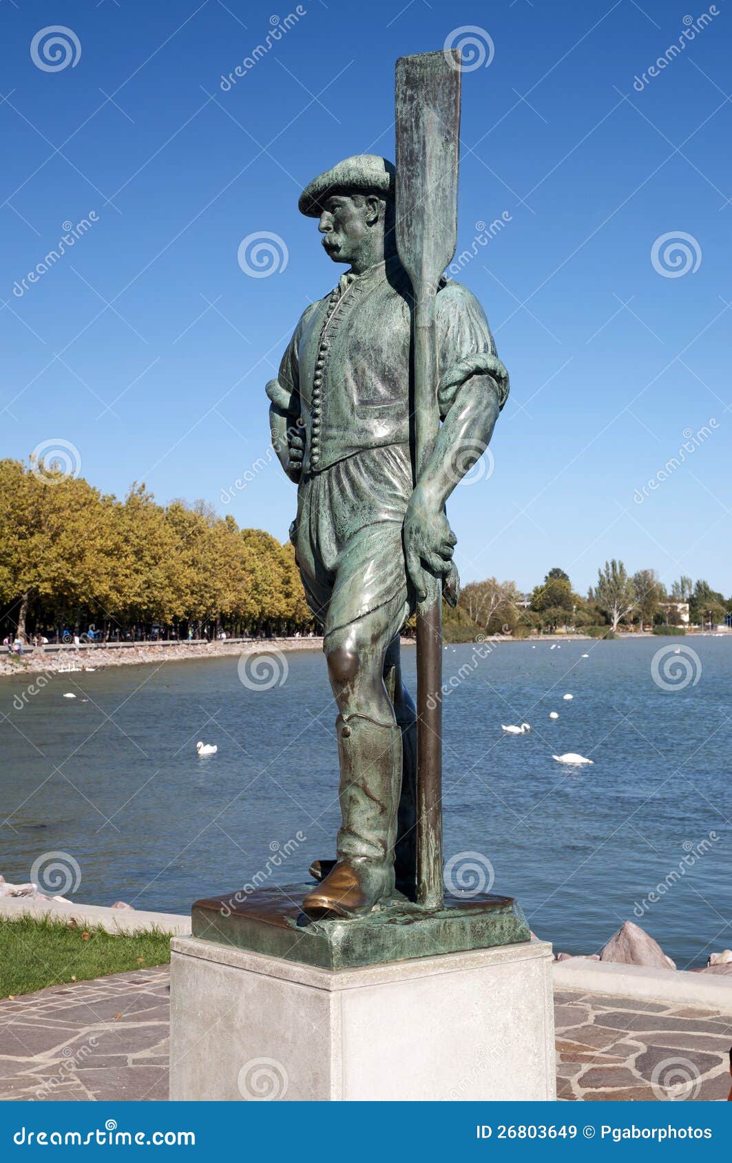 boatman sculpture at lake balaton,hungary