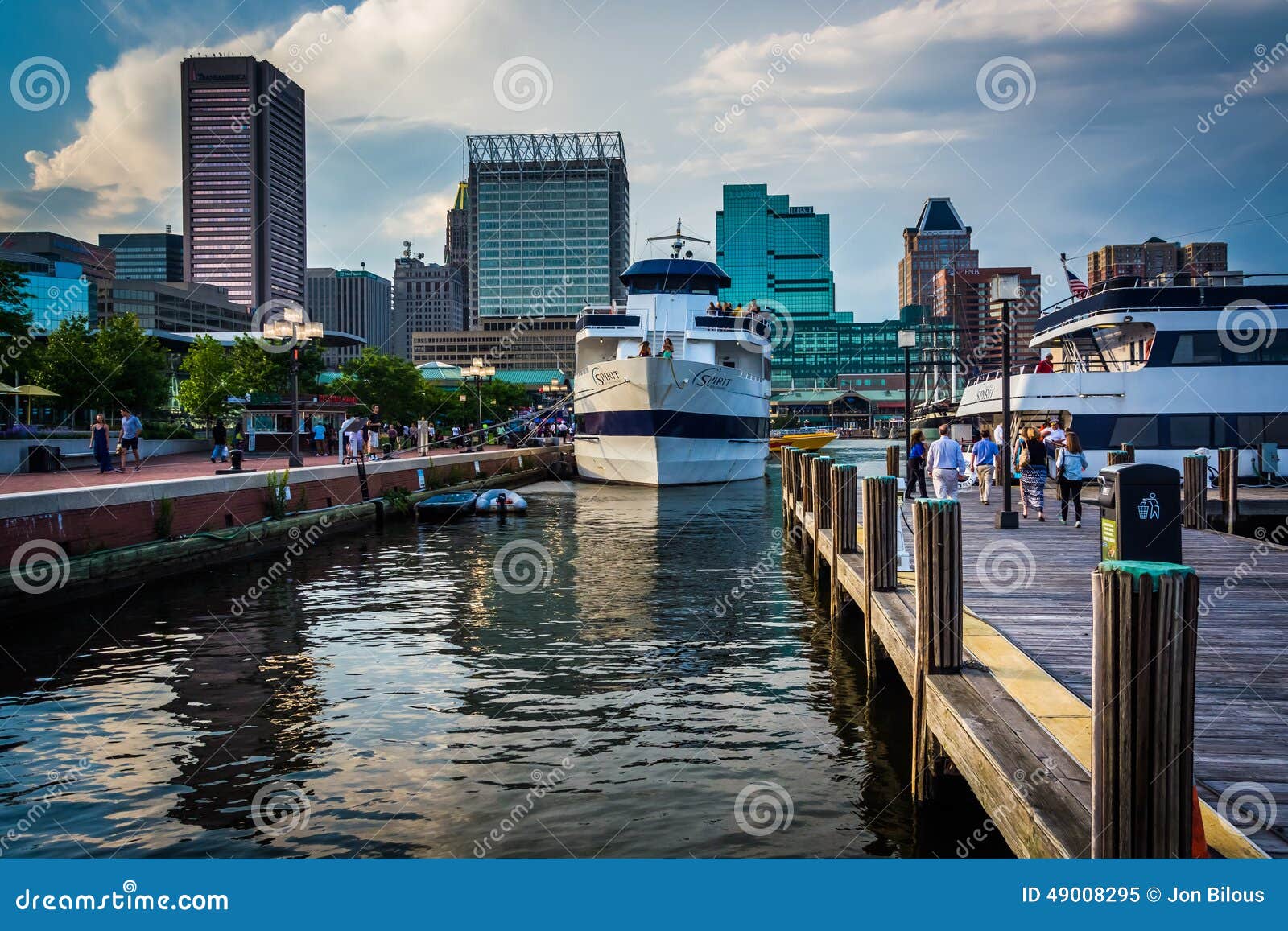 Boats and Buildings at the Inner Harbor, in Baltimore, Maryland