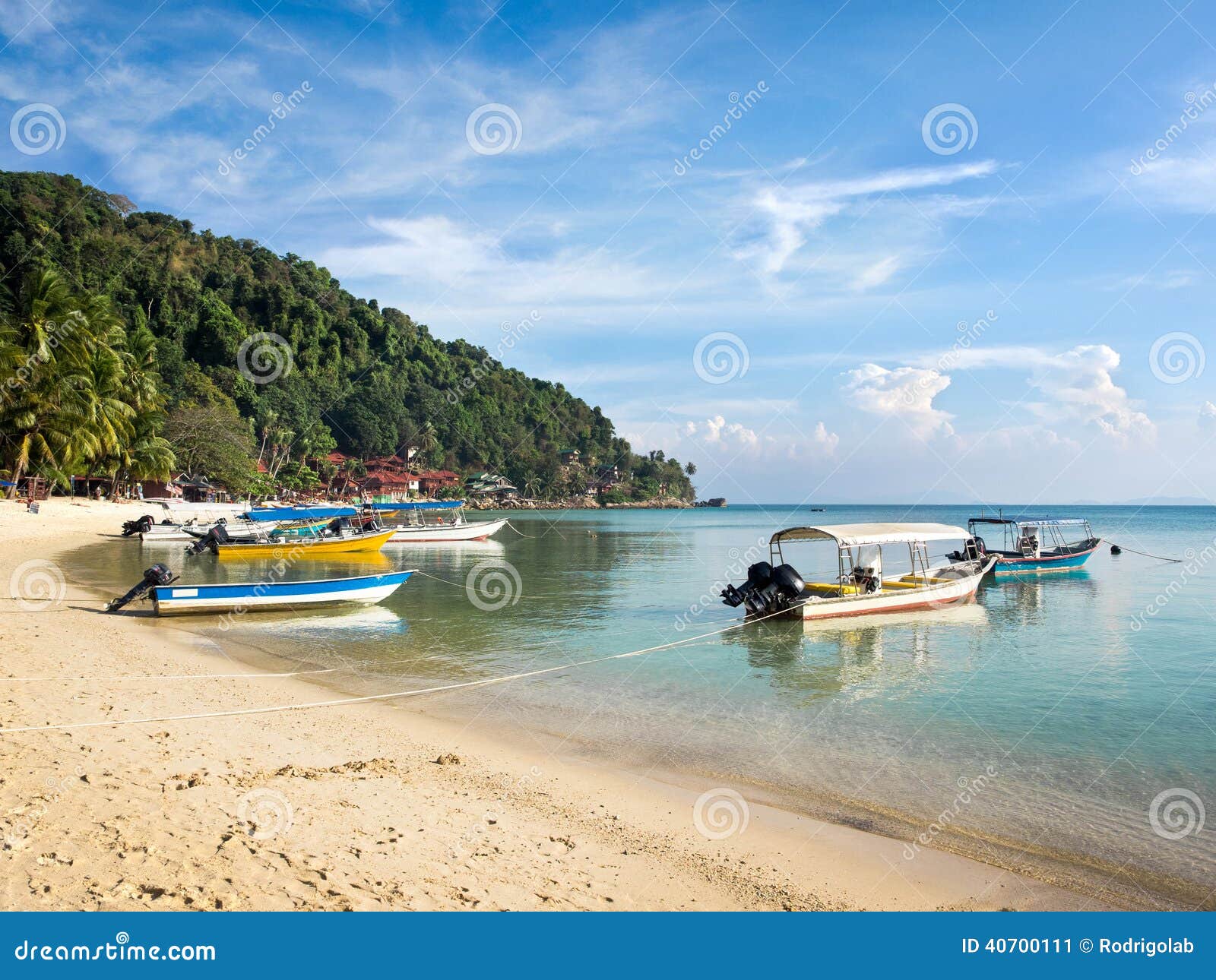 boats in coral bay beach, pulau perhentian, malaysia