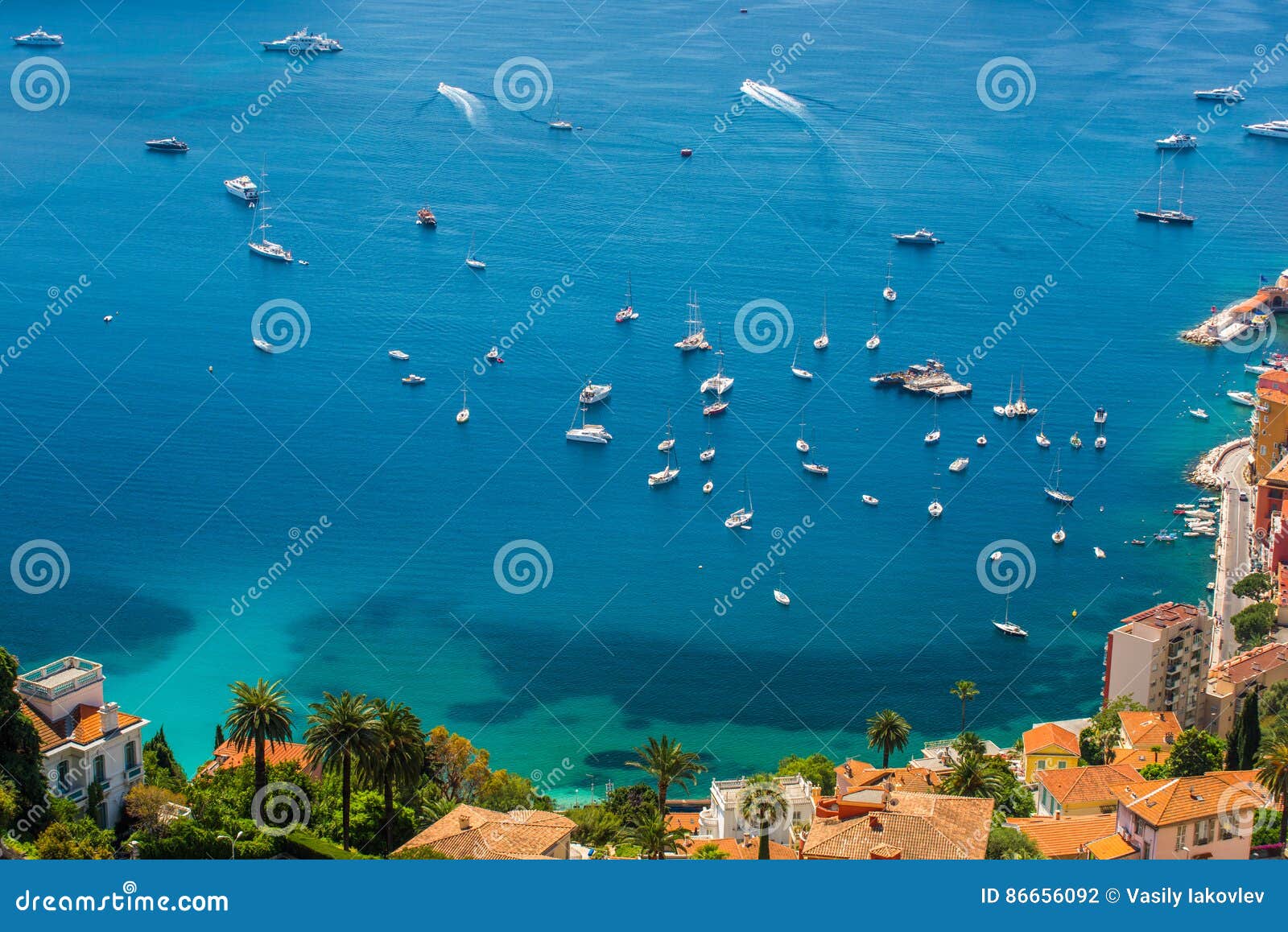 boats at cote d`azur beachfront