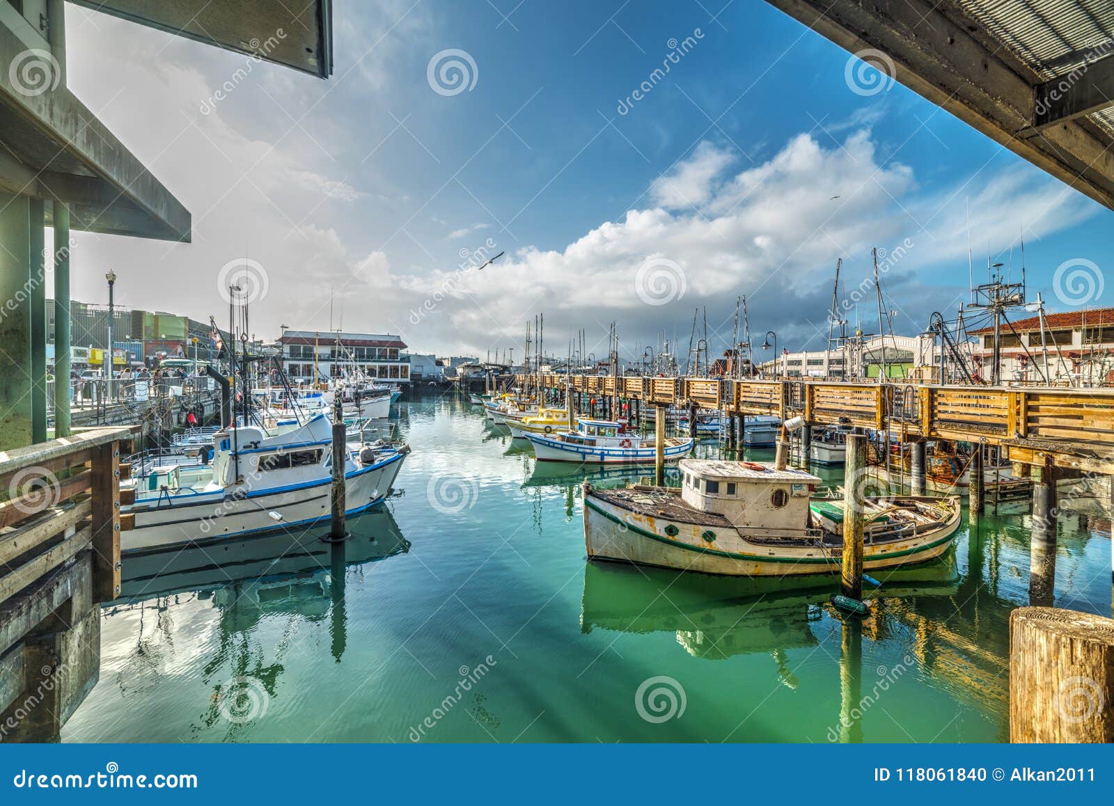 boats in fisherman`s wharf in san francisco