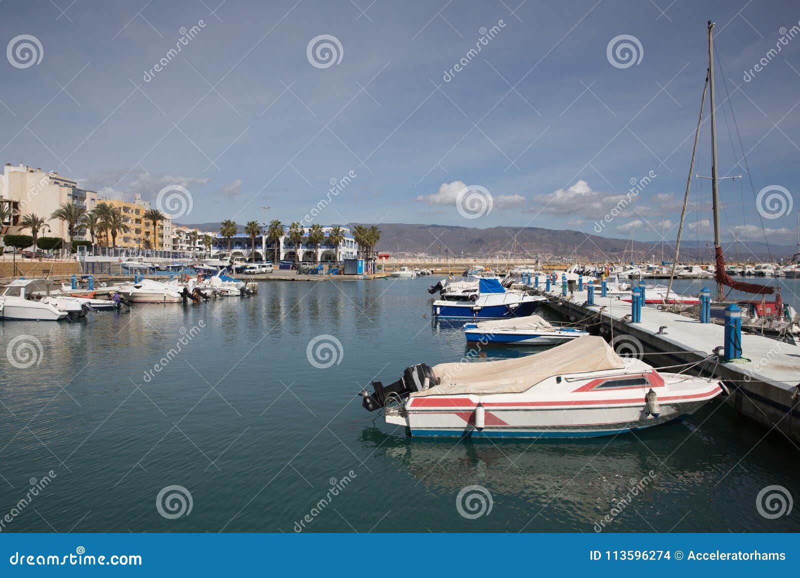 boats in harbour roquetas del mar costa de almerÃÂ­a in andalucÃÂ­a spain with boats in the harbour