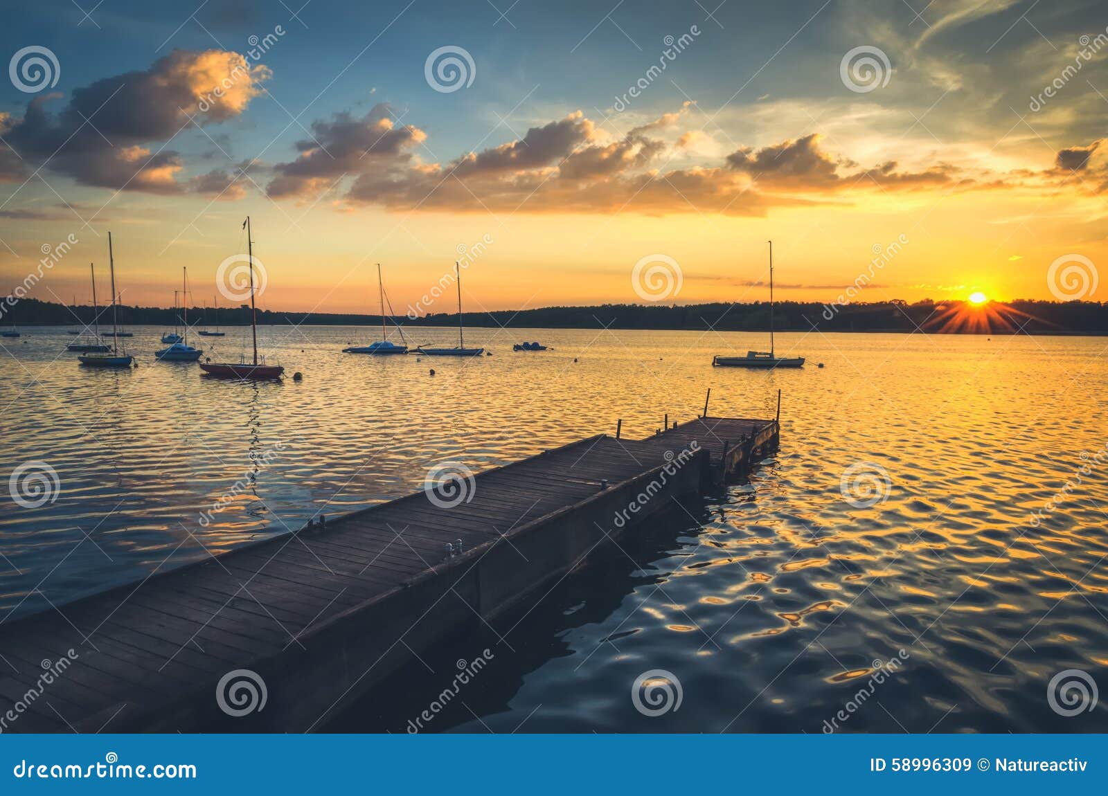 Boats in lake. stock image. Image of lake, view, mirror 58996309