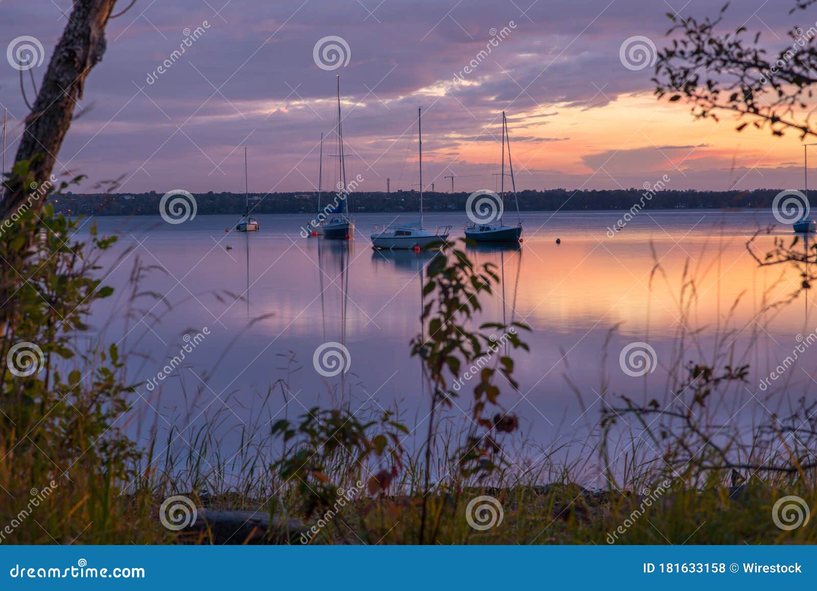 Boats in the Lake during the Sunset Stock Photo Image of nature