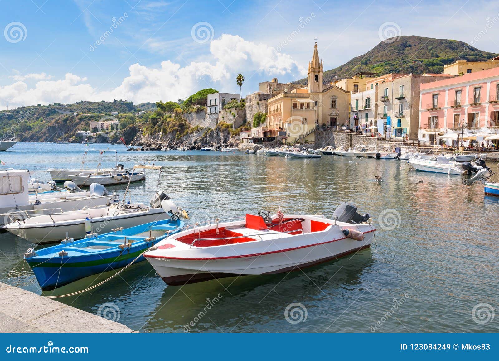 boats at marina corta in lipari town