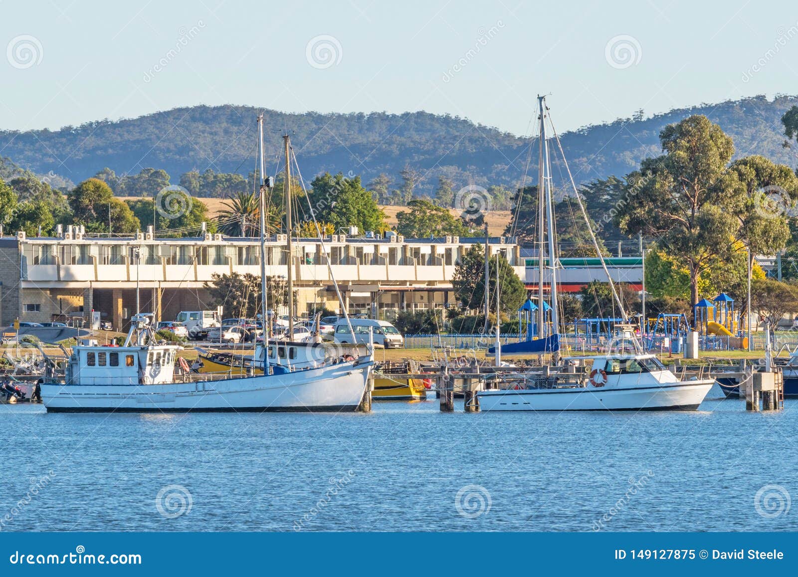 Boats at St Helens, Tasmania Stock Image - Image of quay, port: 149127875