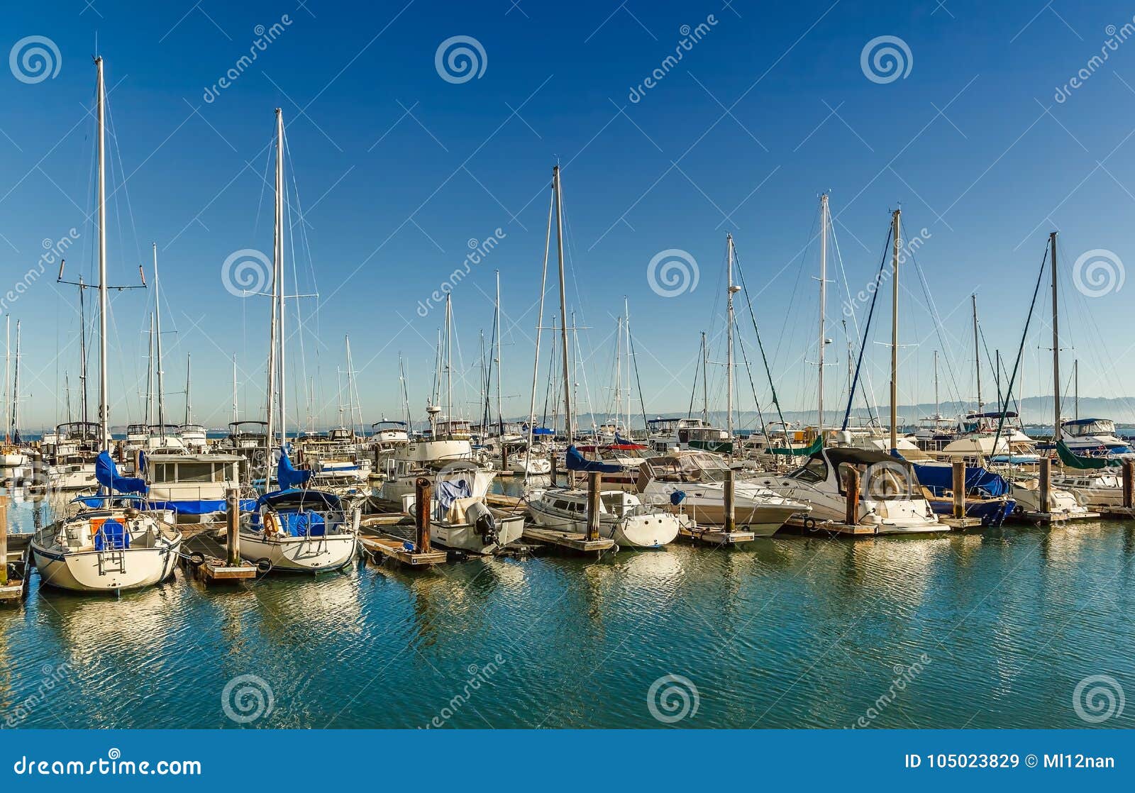 Marina at San Francisco Bay Stock Image - Image of peaceful, hills ...