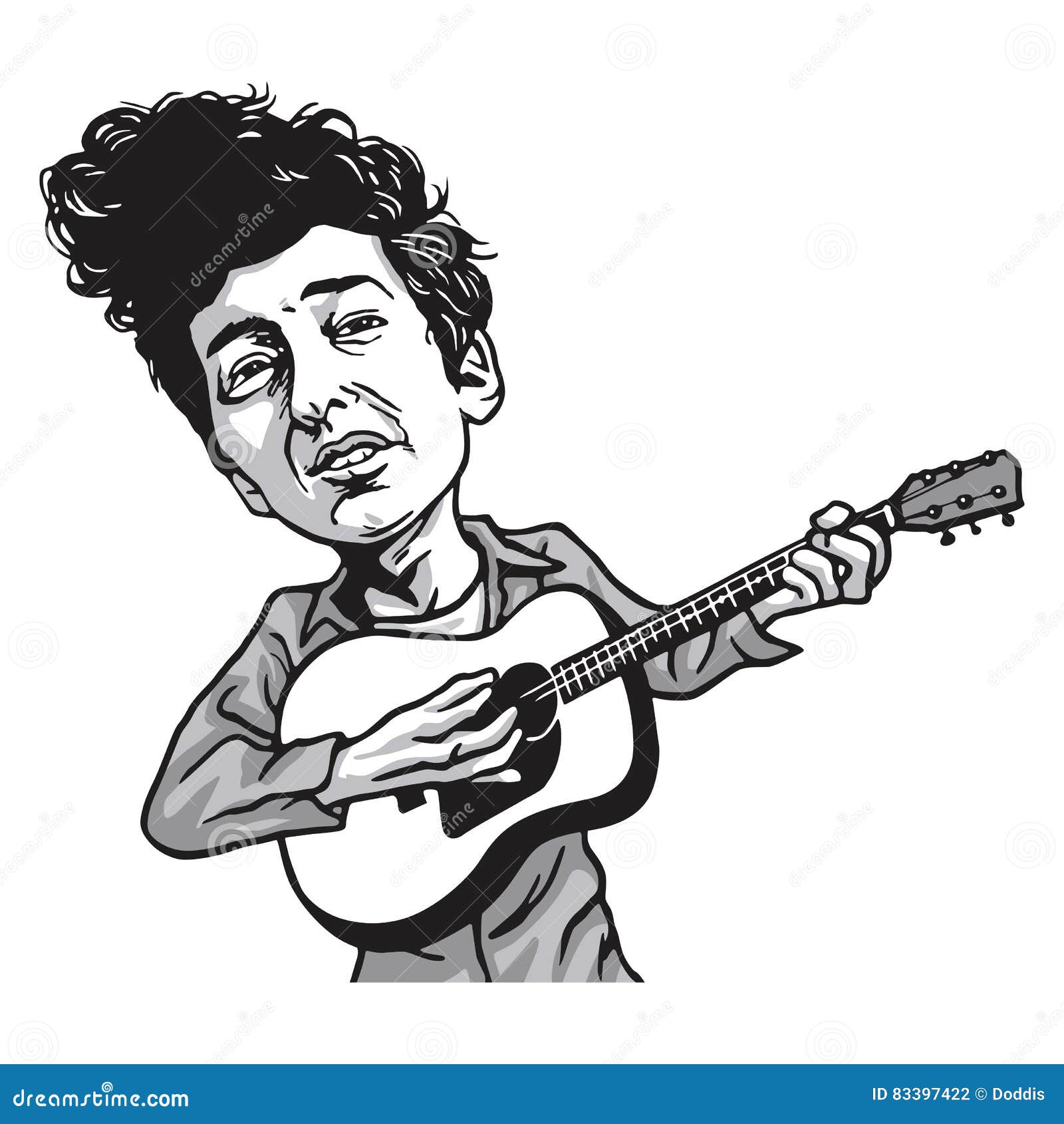Bob Dylan Cartoon Playing Guitar Redaktionelles Stockfotografie Illustration Von Preis Musiker 83397422