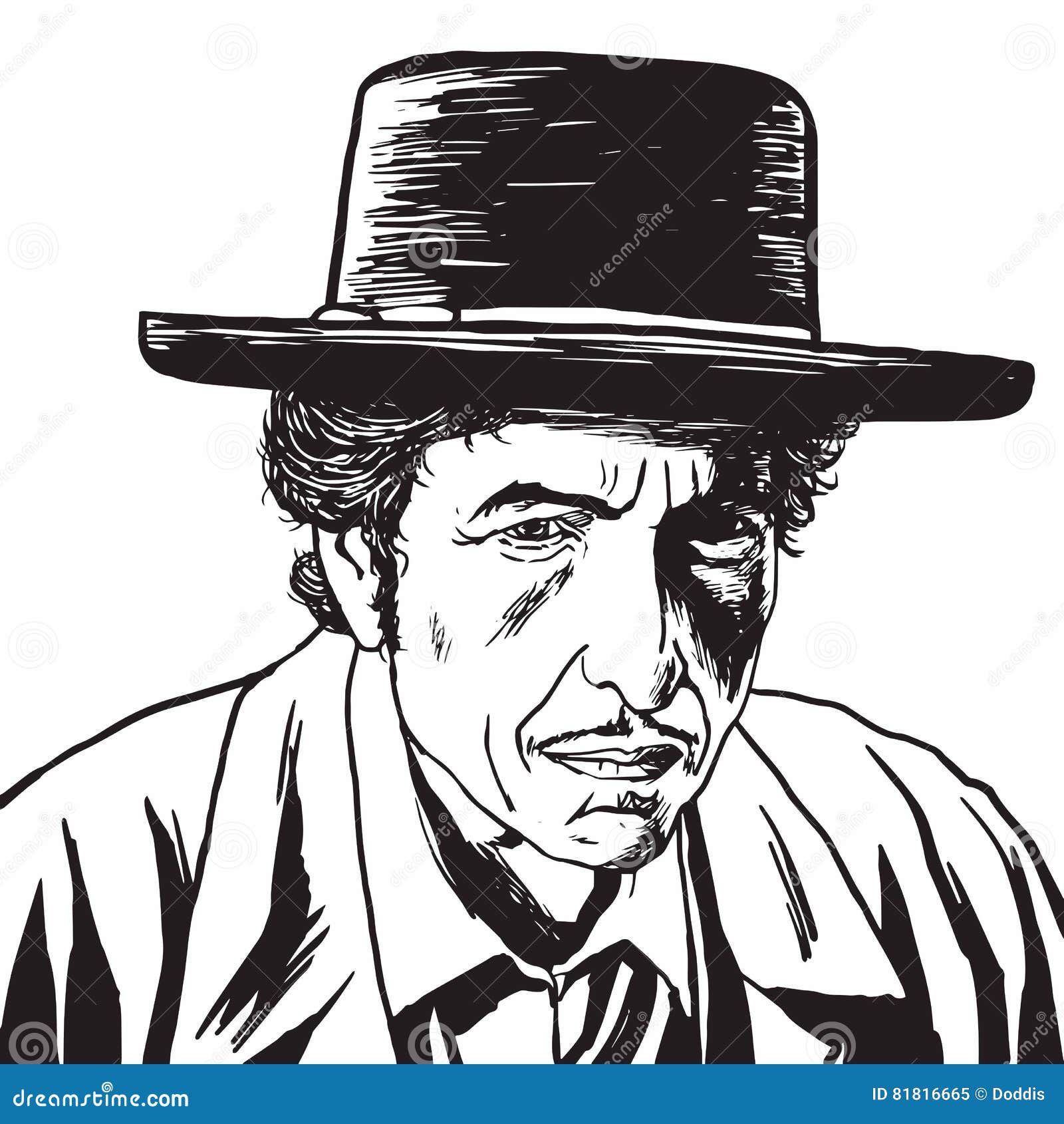 Bob Dylan Hand Drawn Drawing Portrait Karikatur Vektor Redaktionelles Bild Illustration Von Abbildung Lied 81816665