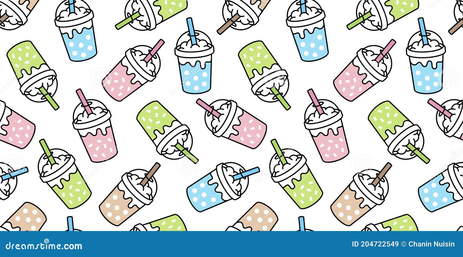 Premium Photo  Seamless pattern illustration cartoon cute ice milk tea  bubble and boba in the cup wallpaper and background