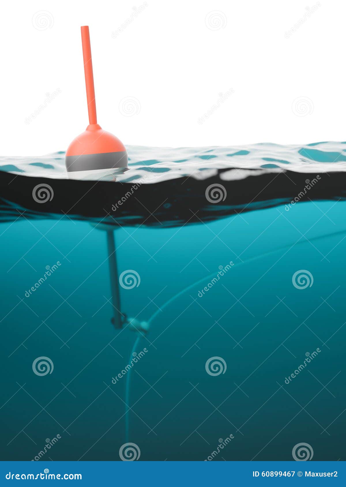Bobber with Fishing Line Under Water Stock Illustration