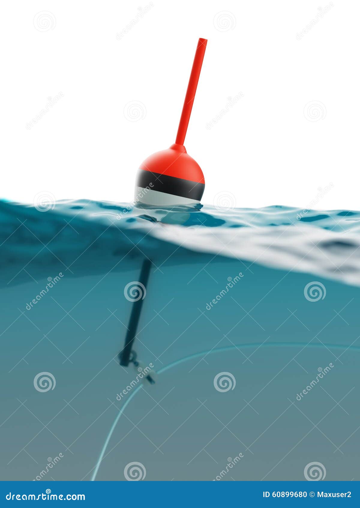 Bobber with Fishing Line Under Water Stock Illustration - Illustration of  ripple, decoy: 60899680