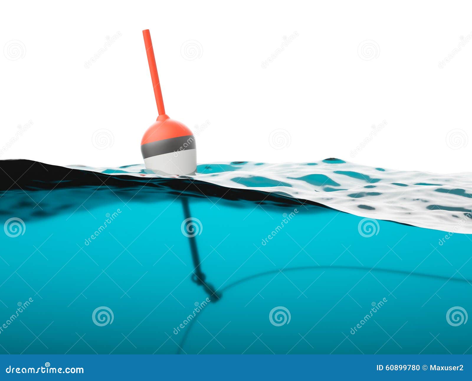 Bobber with Fishing Line Under Water Stock Illustration