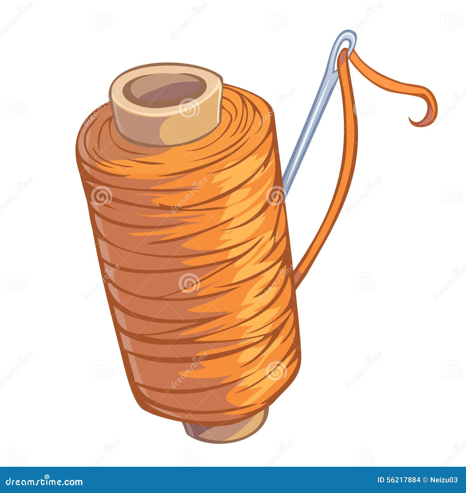 Download Bobbin Of Orange Thread With Needle Stock Illustration - Illustration of background, repair ...