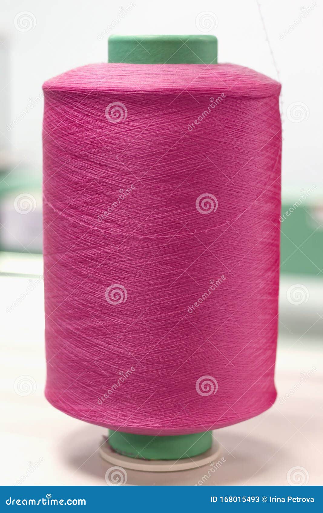 Bobbin with Pink Elastic Yarn on Knitting Machine Stock Image Image