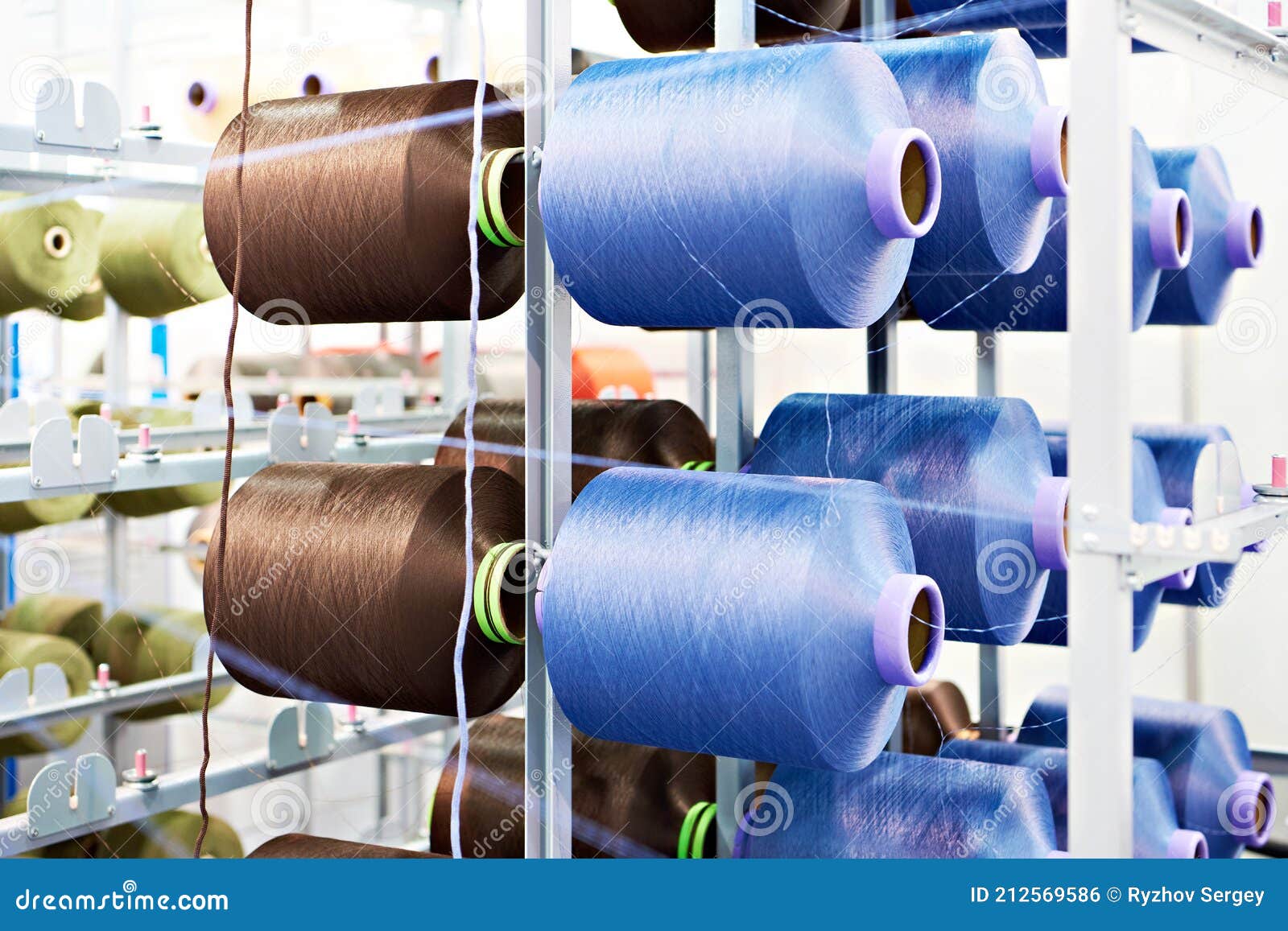 Bobbins of Thread for Cord Knitting Machine Stock Photo - Image of