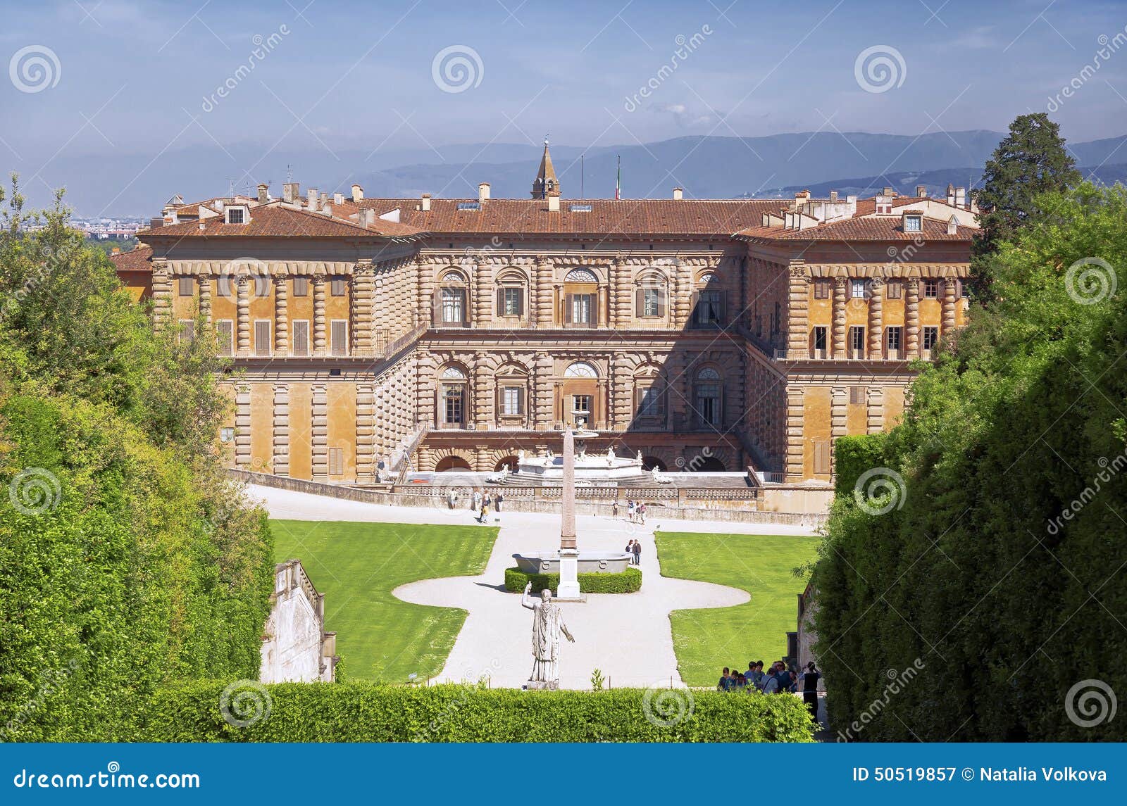 Boboli Gardens in Florence. Boboli Gardens and Pitti Palace summer day in Florence