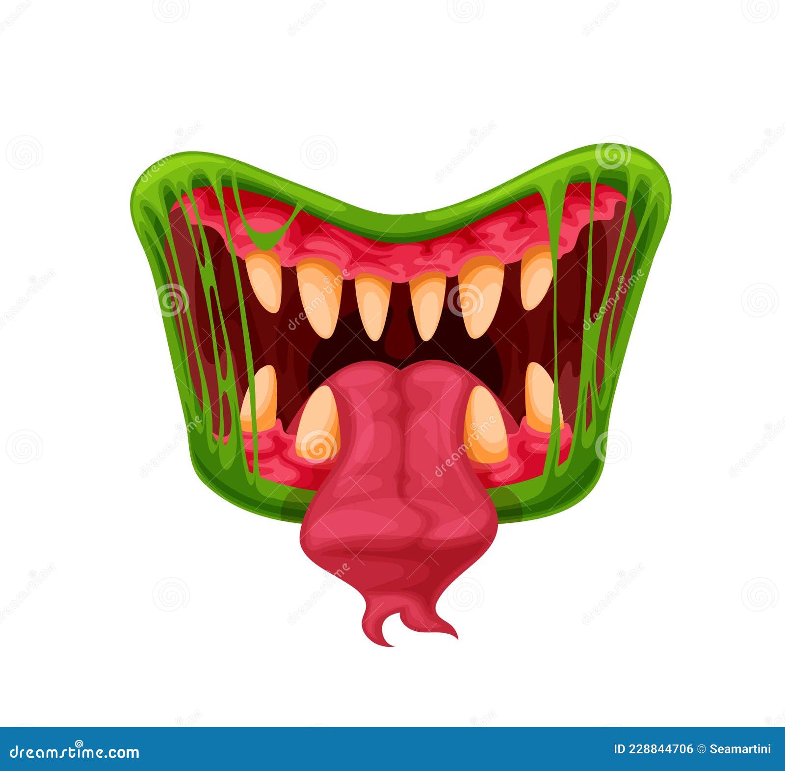 Monstro Mandíbulas Boca Língua Dentes Assustador Mal Sorriso Vetor Desenho  imagem vetorial de Seamartini© 475377198