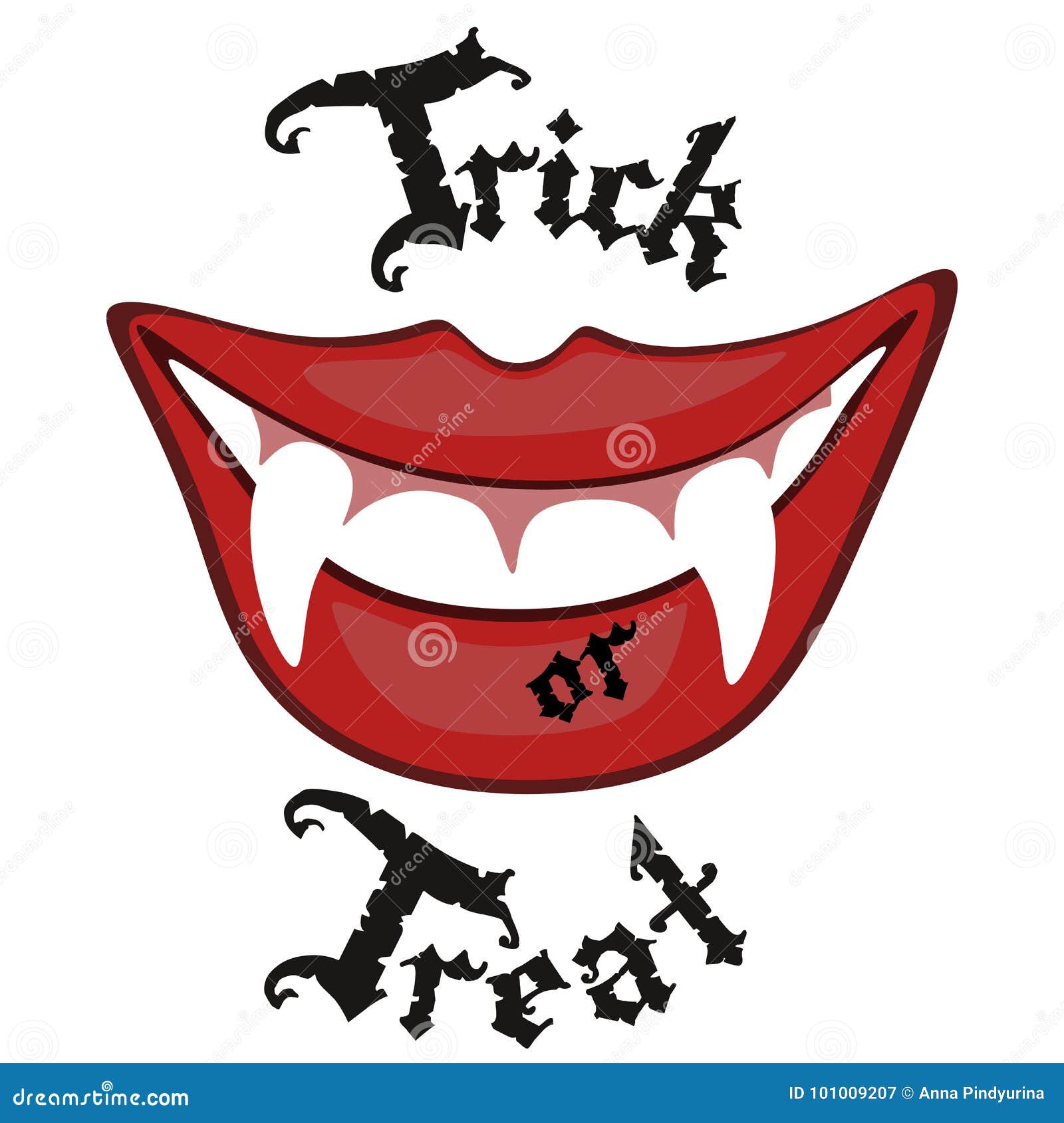 Ilustração do vetor de dentes de vampiro na boca