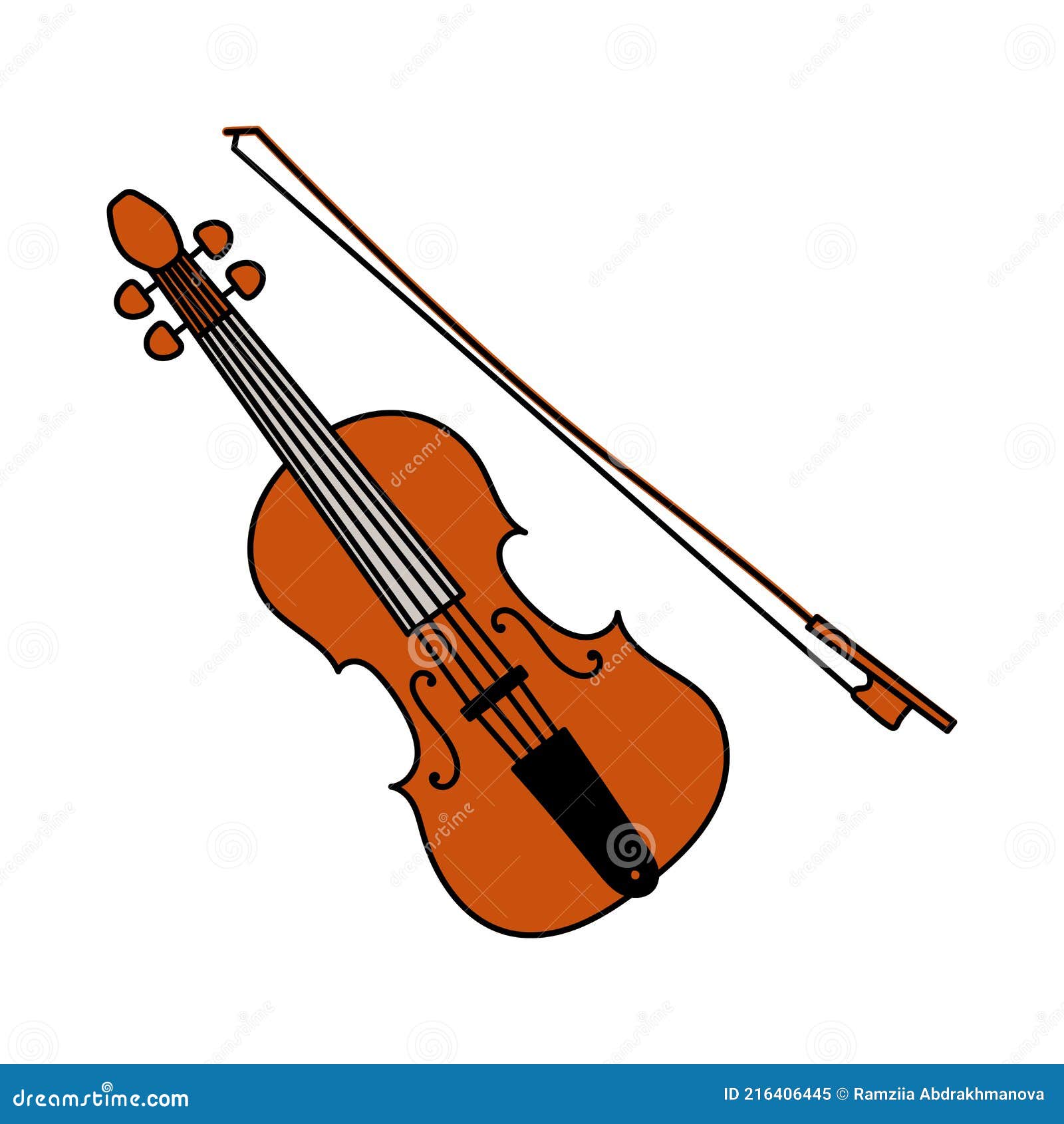 Boceto De Instrumento Musical Violín O Viola Con Arco Ilustración