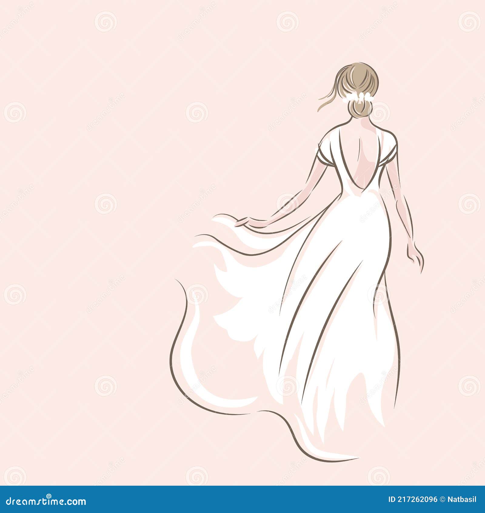Boceto De Novia En Vestido Blanco Sobre Fondo Rosa Ilustración del Vector -  Ilustración de hermoso, perfecto: 217262096