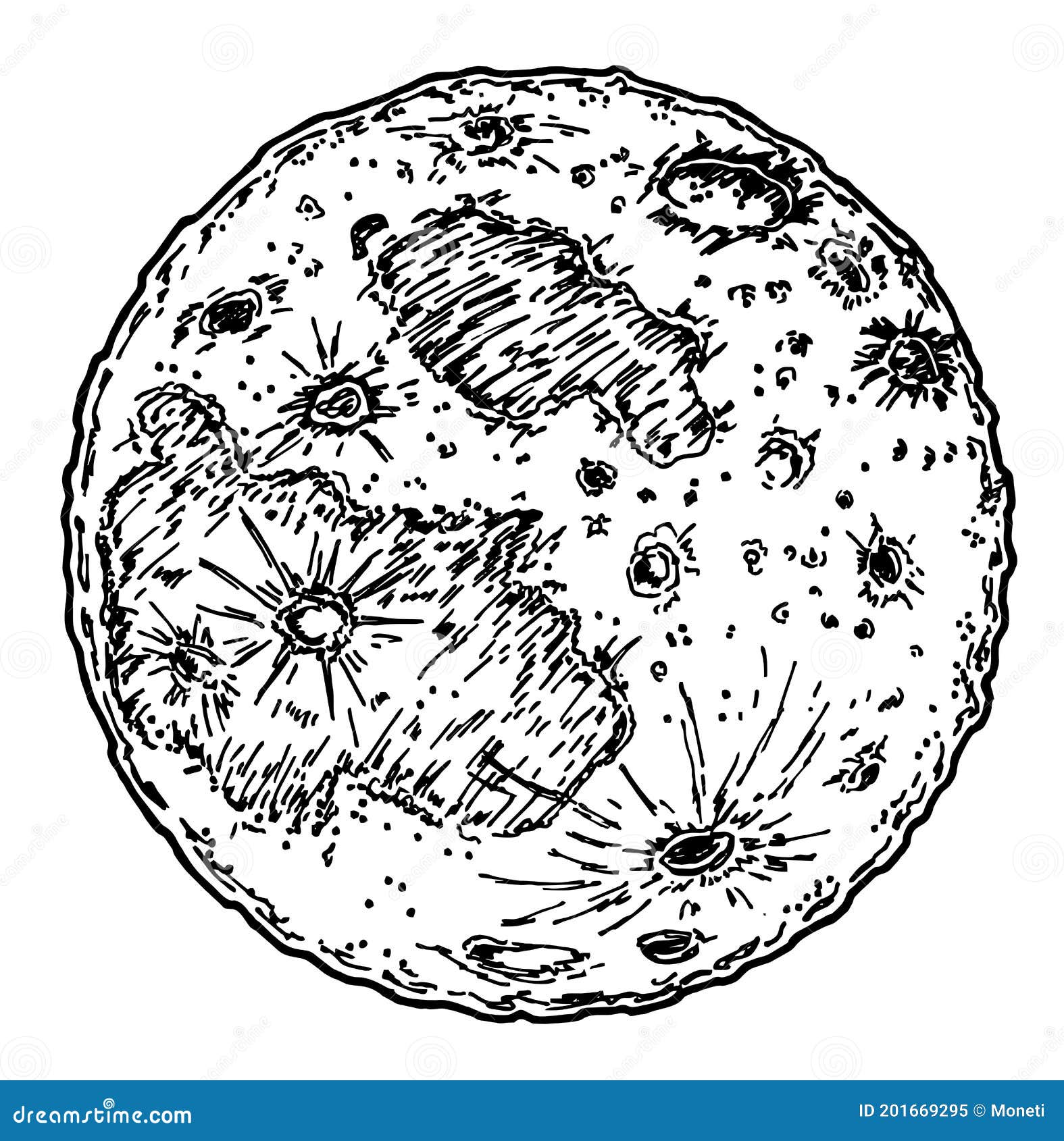 Boceto Del Planeta De La Luna.. Tatuaje Para El Ejemplo Del Vector Del  Diseño De Impresión Ilustración del Vector - Ilustración de bosquejo,  negro: 201669295