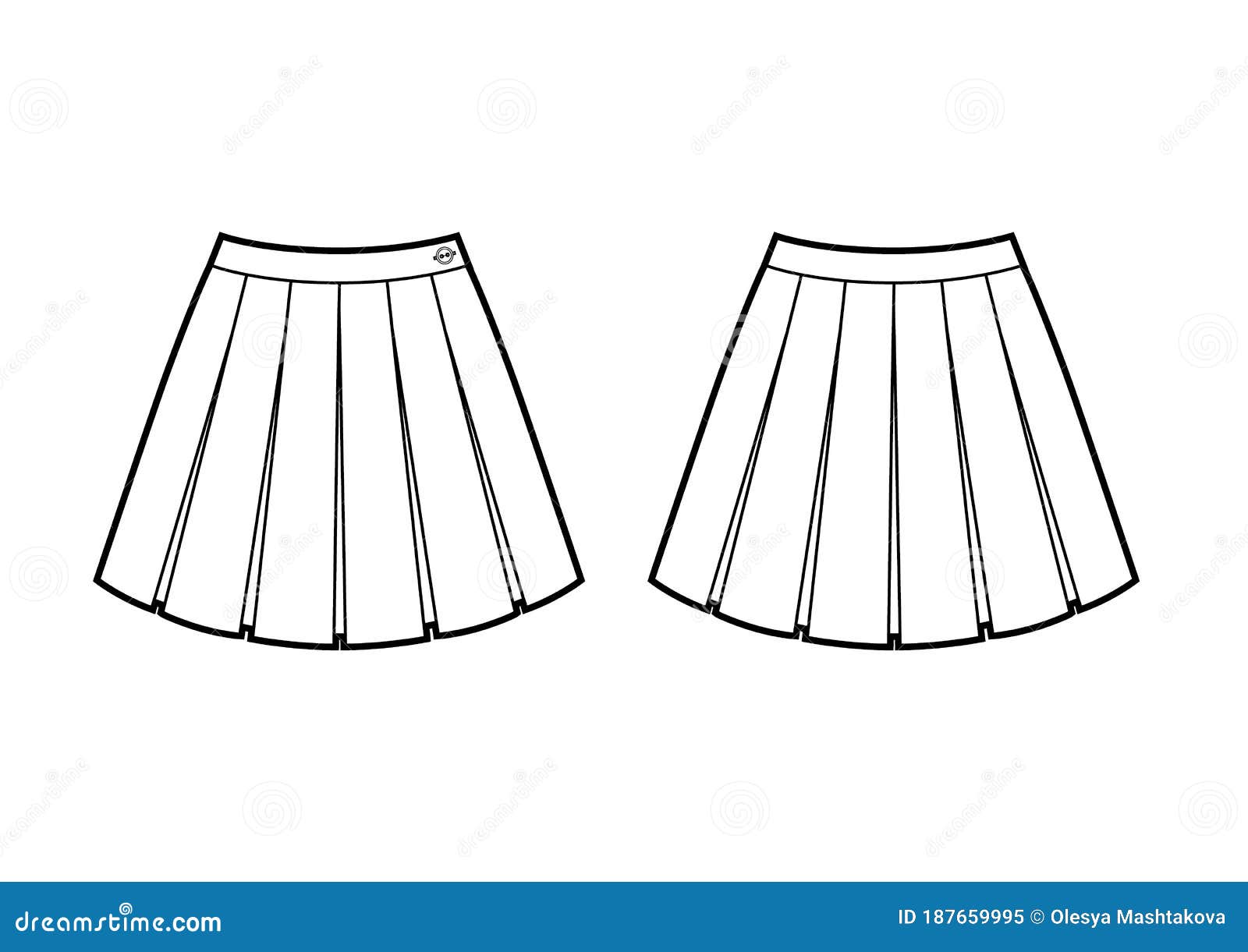 Boceto Plano De Moda De Falda Escolar Stock de ilustración - Ilustración de  faldas, textil: 187659995