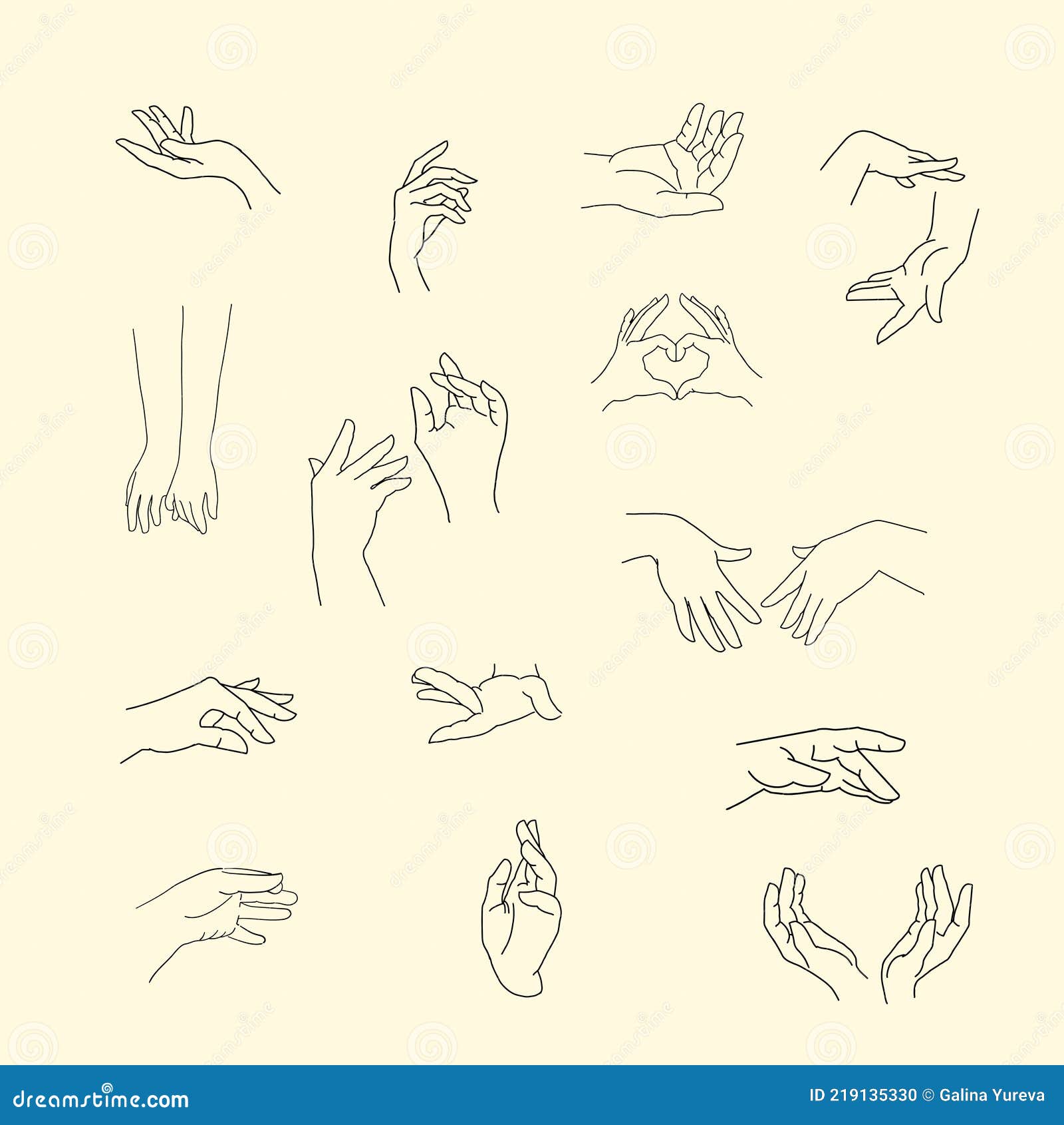 Bocetos de gestos de mano ilustración del vector. Ilustración de realista - 219135330 Bocetos de gestos de mano ilustración del vector. Ilustración de realista - 219135330