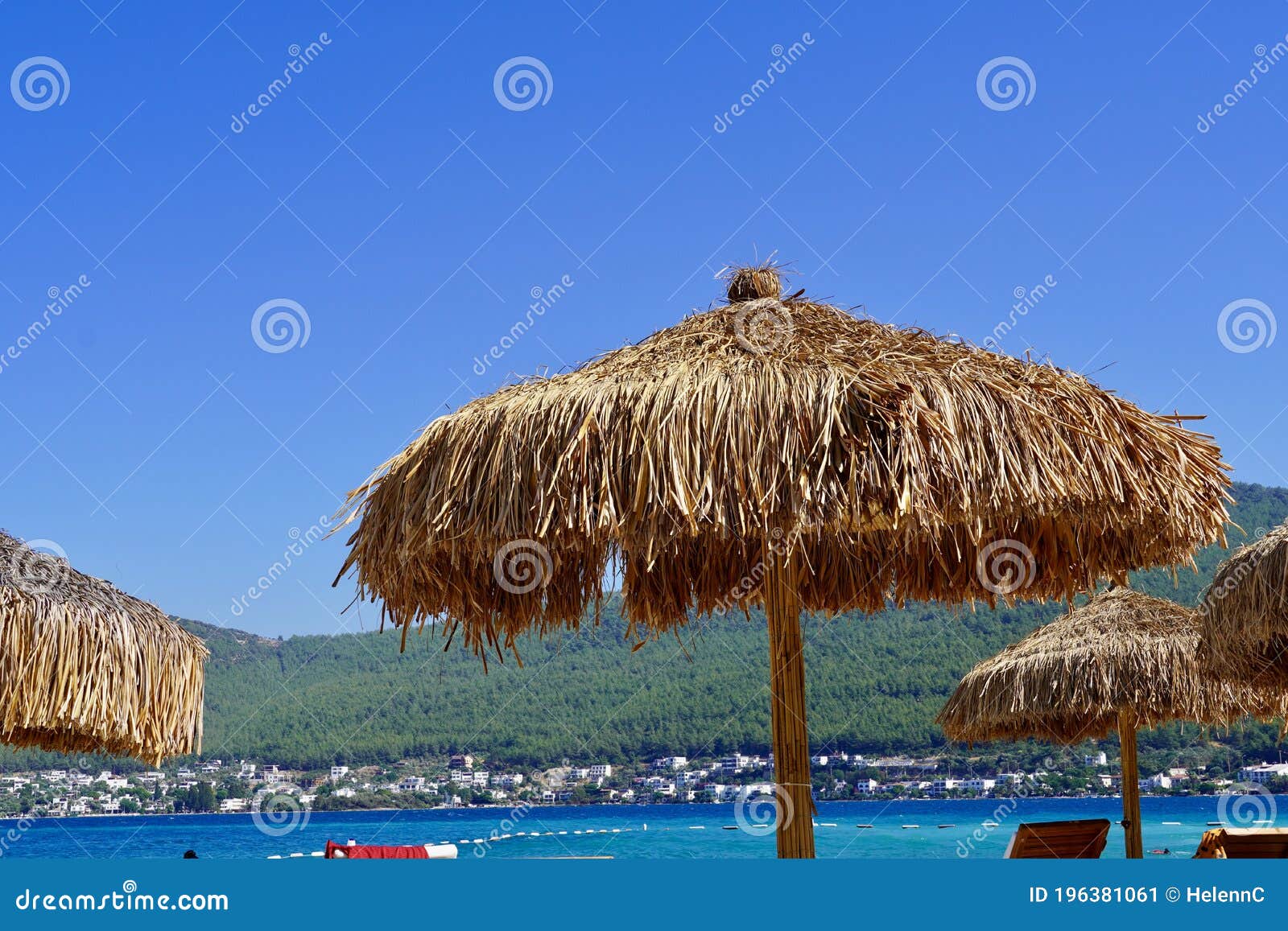 bodrum, turkey - august 2020: hotel beach lujo. vacation in paradise. beautiful tropical beach banner. white sand travel