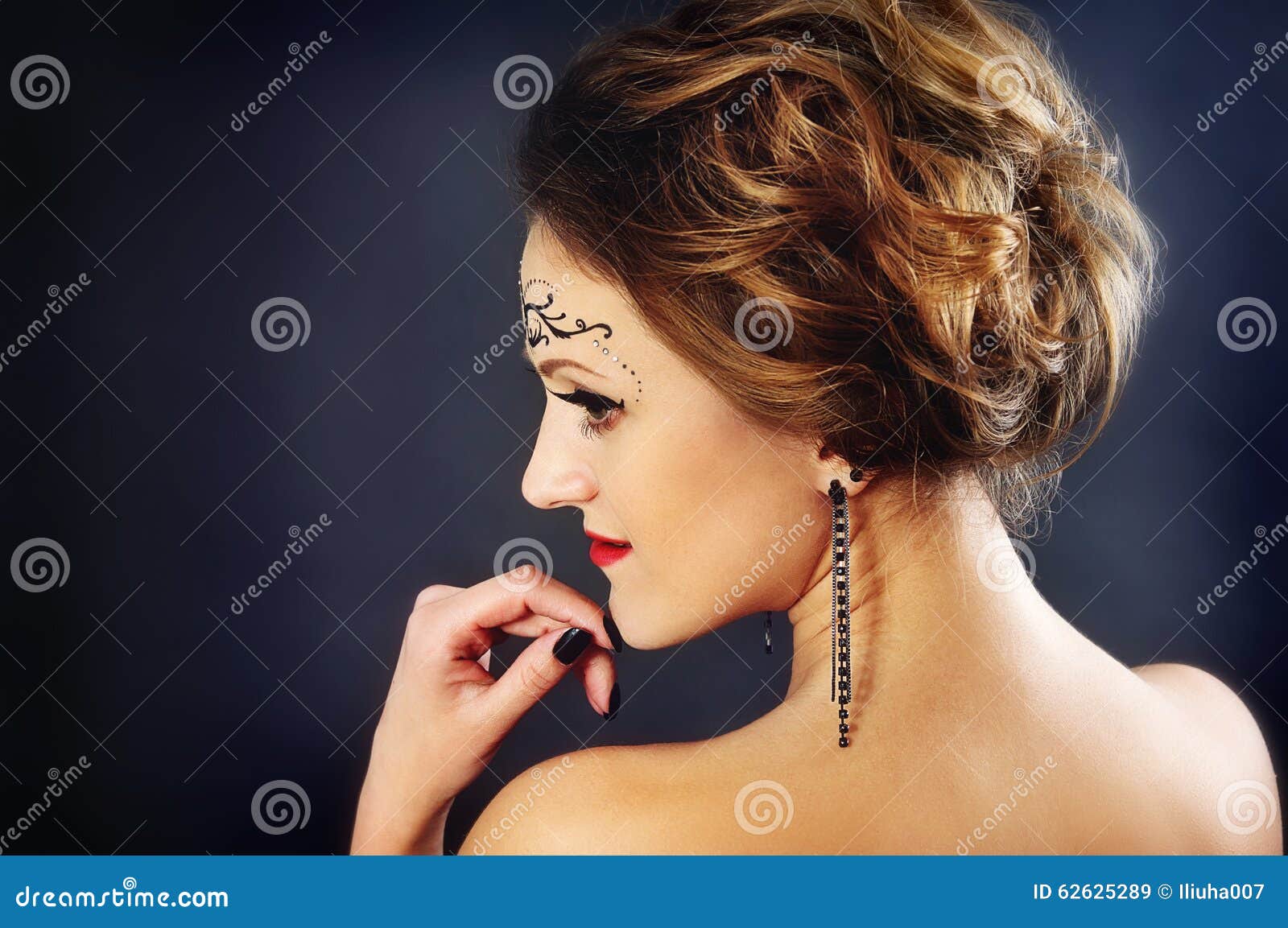 Body Art on the Face of the Girl Portrait Stock Image - Image of girl