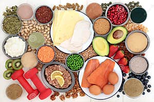 Body Building Health Food And Dumbbells Stock Image Image Of Grass Antioxidant 140148425