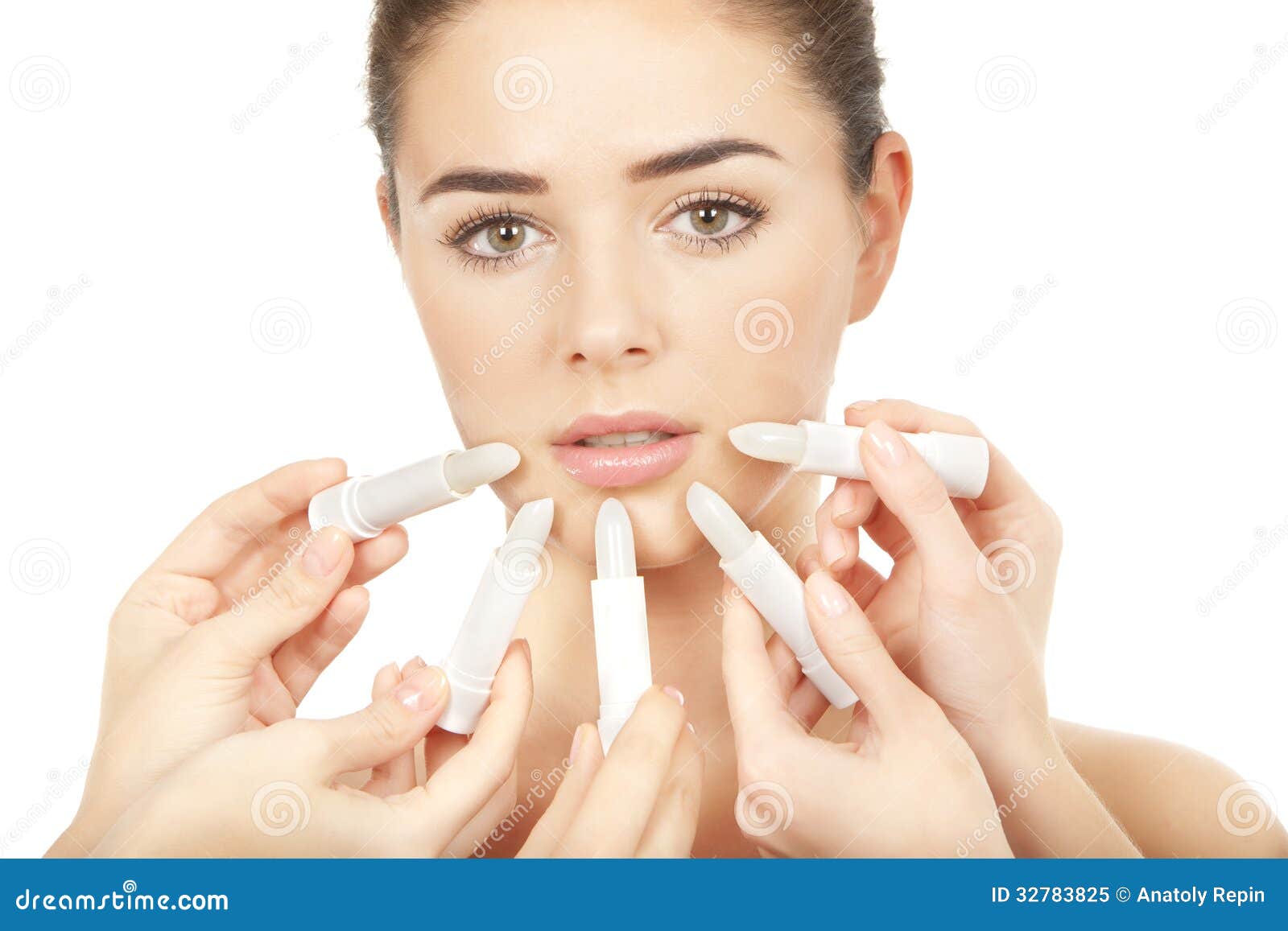 Body Care. Using Hygienic Lipstick Stock Image Image of holding, group 32783825