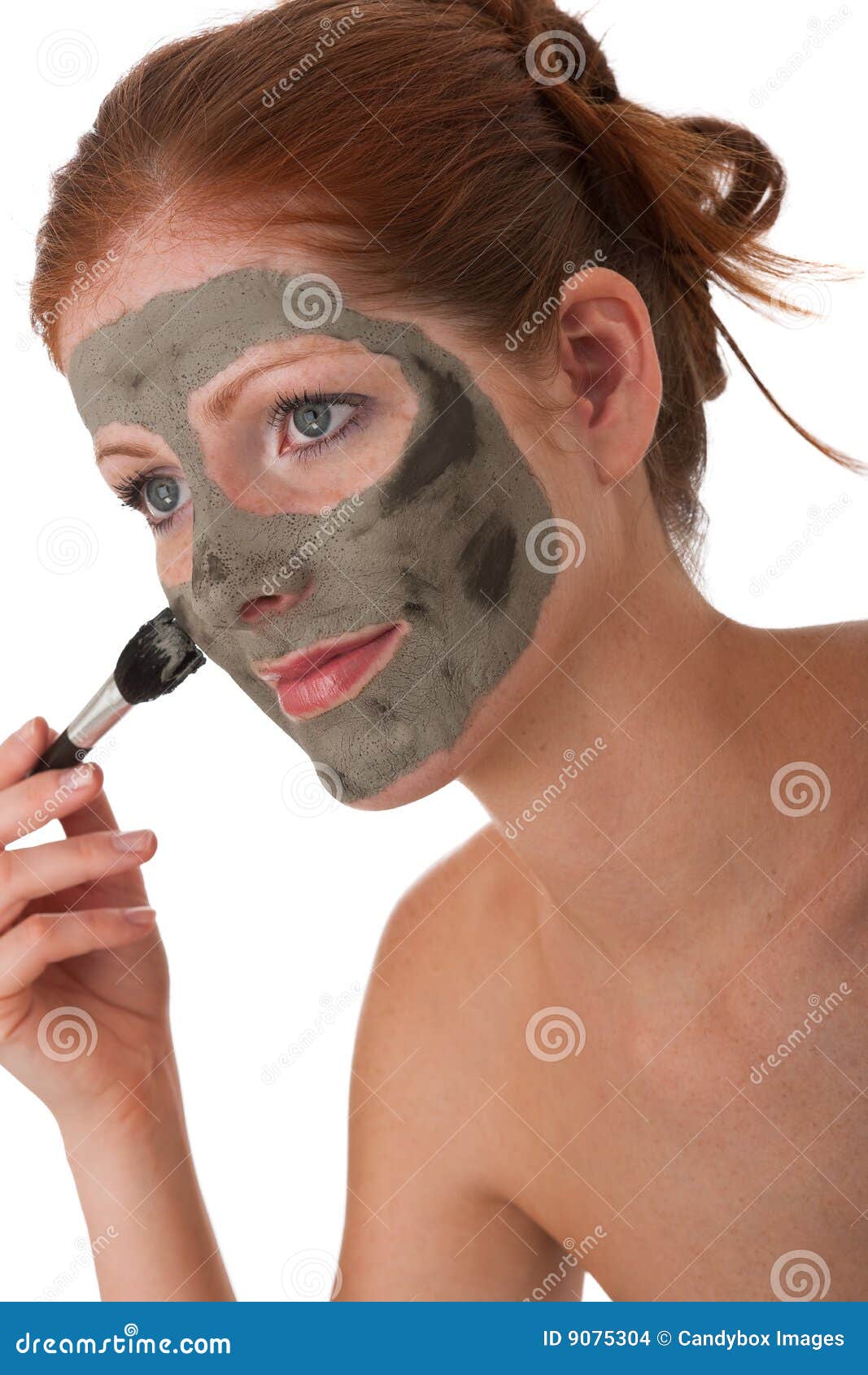 Body Care Young Woman with Mud Mask Stock Photo Image of applying