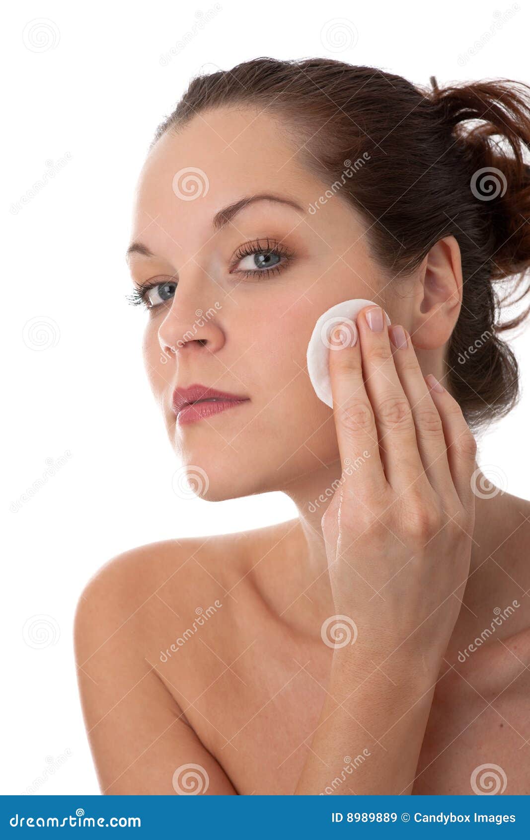 body care - young woman remove make-up