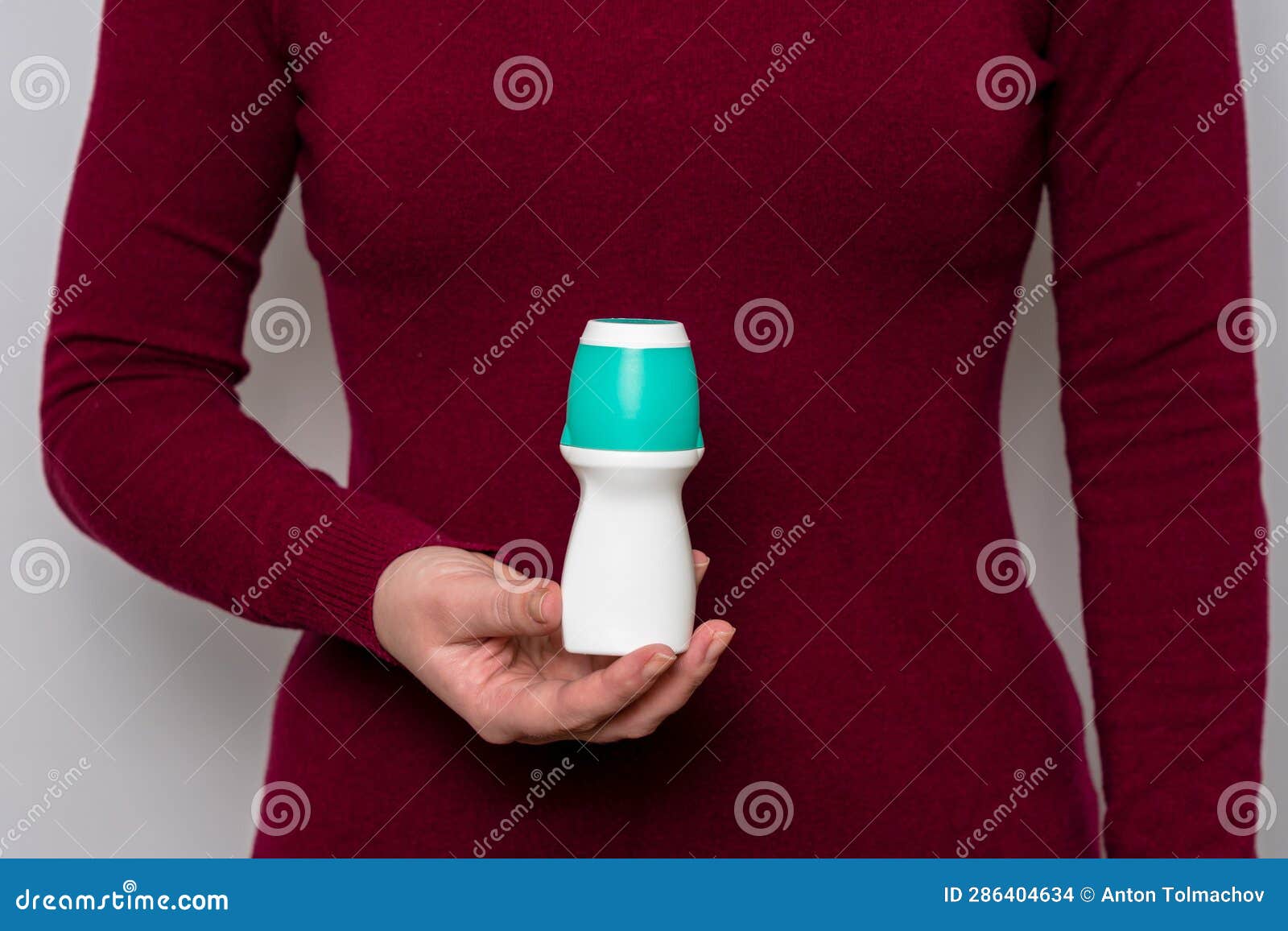 Body Deodorant Rollon in Woman S Hand Stock Photo Image of container