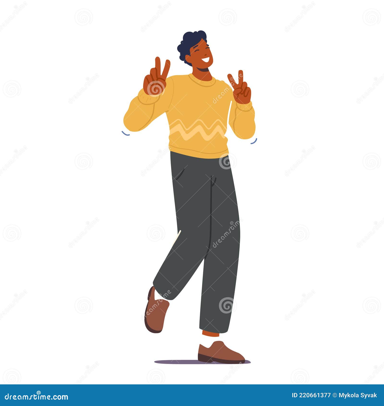 Body Language, Happy Character Show Victory Symbol. Man Show Positive  Gesture, Cheerful Student Win, Excited Emotion Stock Vector - Illustration  of cool, success: 220661377