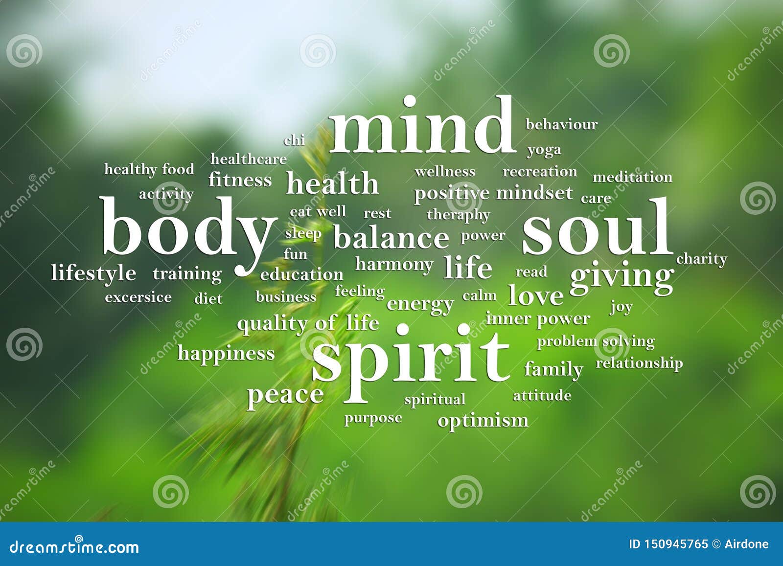 body mind soul spirit, motivational words quotes concept