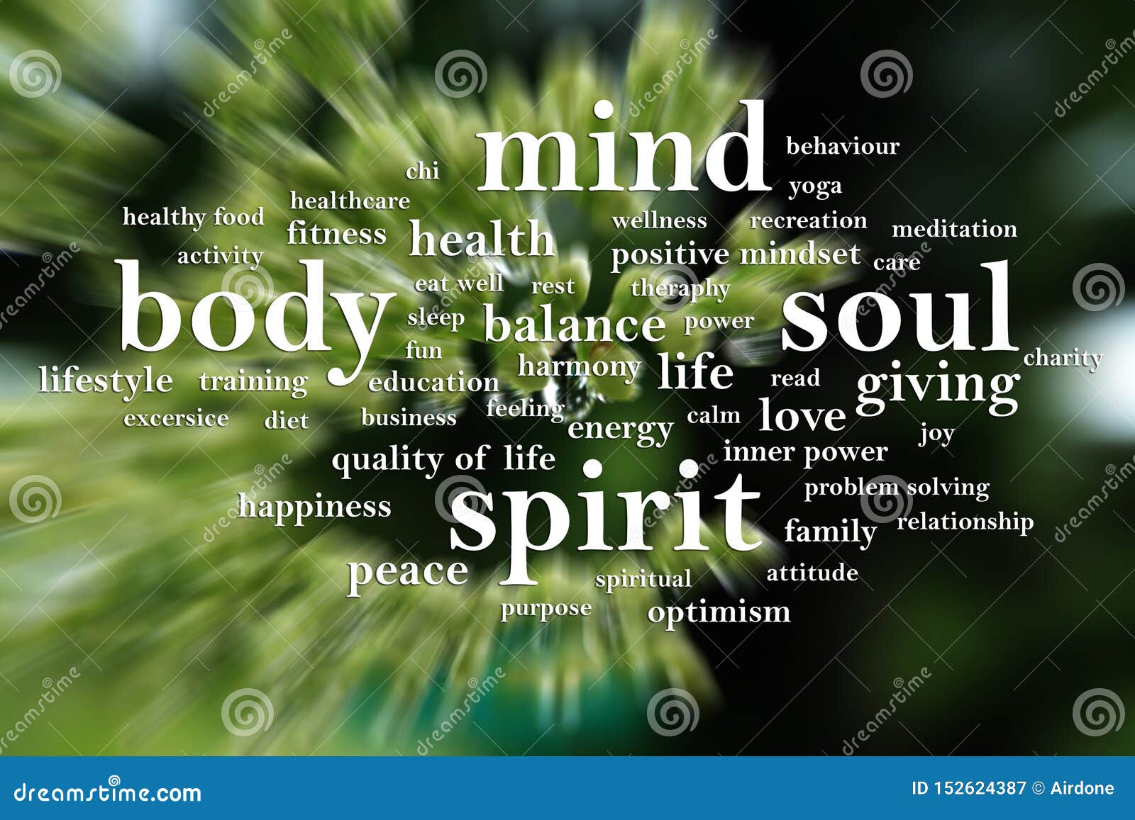 Body Mind Soul Spirit, Motivational Words Quotes Concept Stock Image