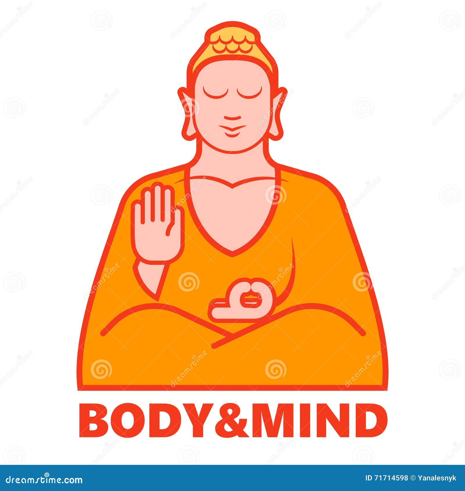 Body and Mind Yoga, Isolated Buddha Logotype in Vector Stock Vector
