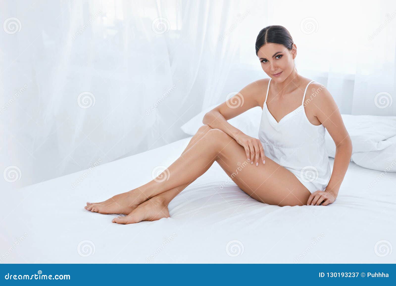 Body Care. Beautiful Woman with Long Legs, Healthy Soft Skin Stock Photo -  Image of legs, girl: 74382478