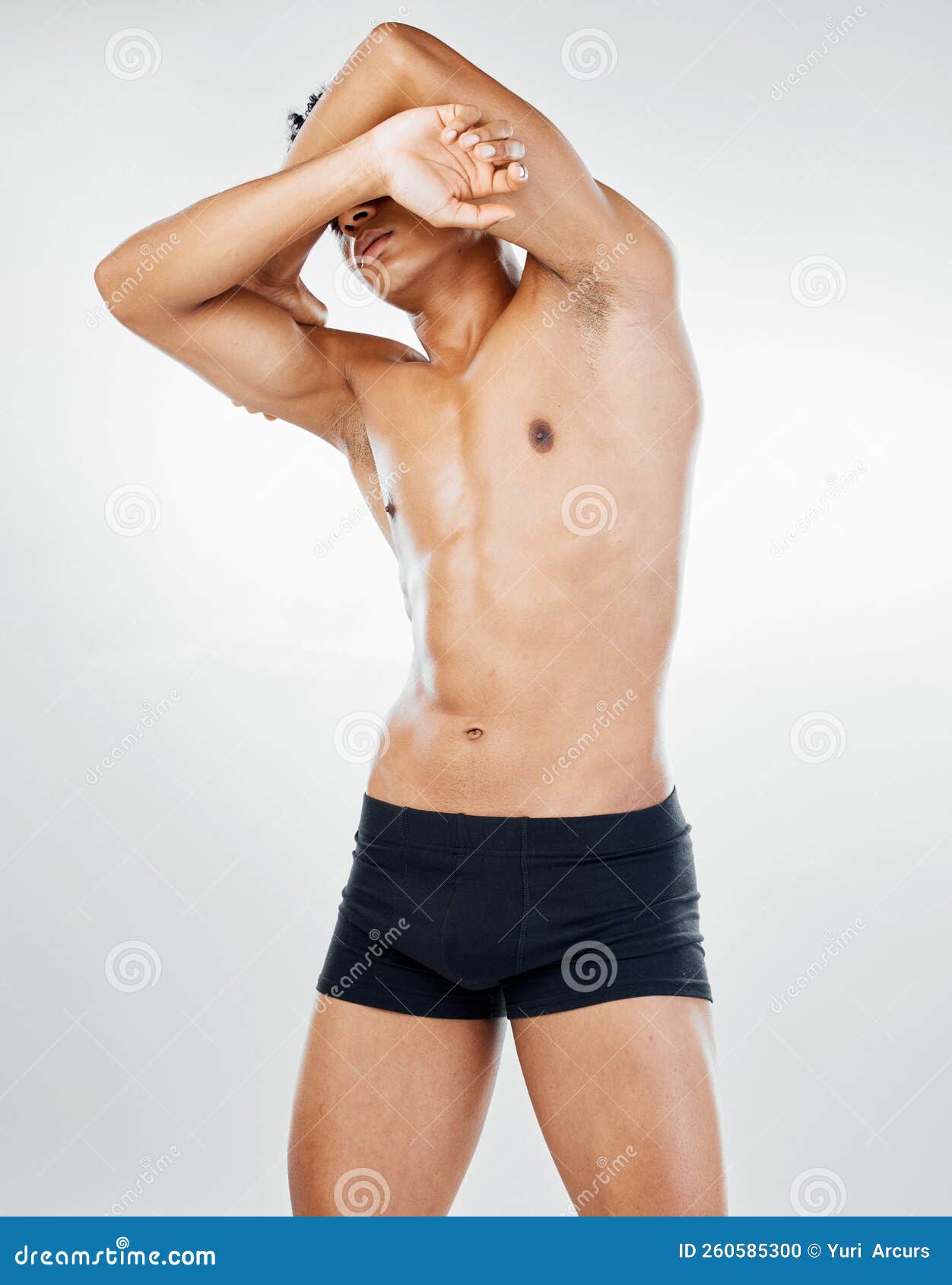 Body, Topless and Health with a Masculine Man Posing in Studio on a Gray  Background in His Underwear. Fitness, Exercise Stock Photo - Image of  muscular, people: 260585300