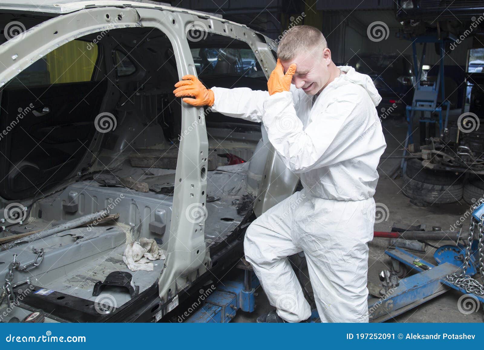 Body Work of the Car. Car Repair after an Accident Stock Image Image