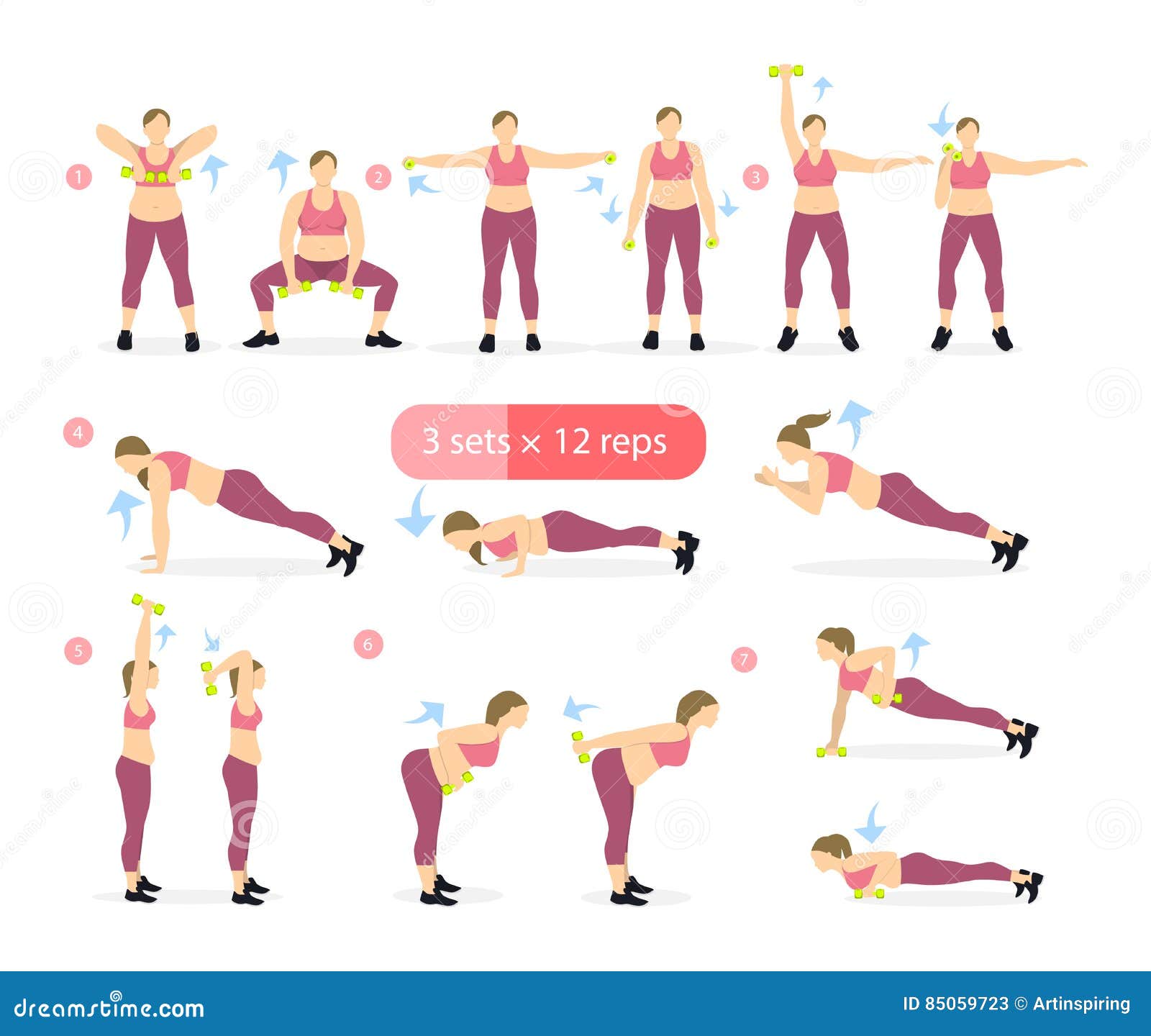 Body workout set. stock vector. Illustration of exercise - 85059723