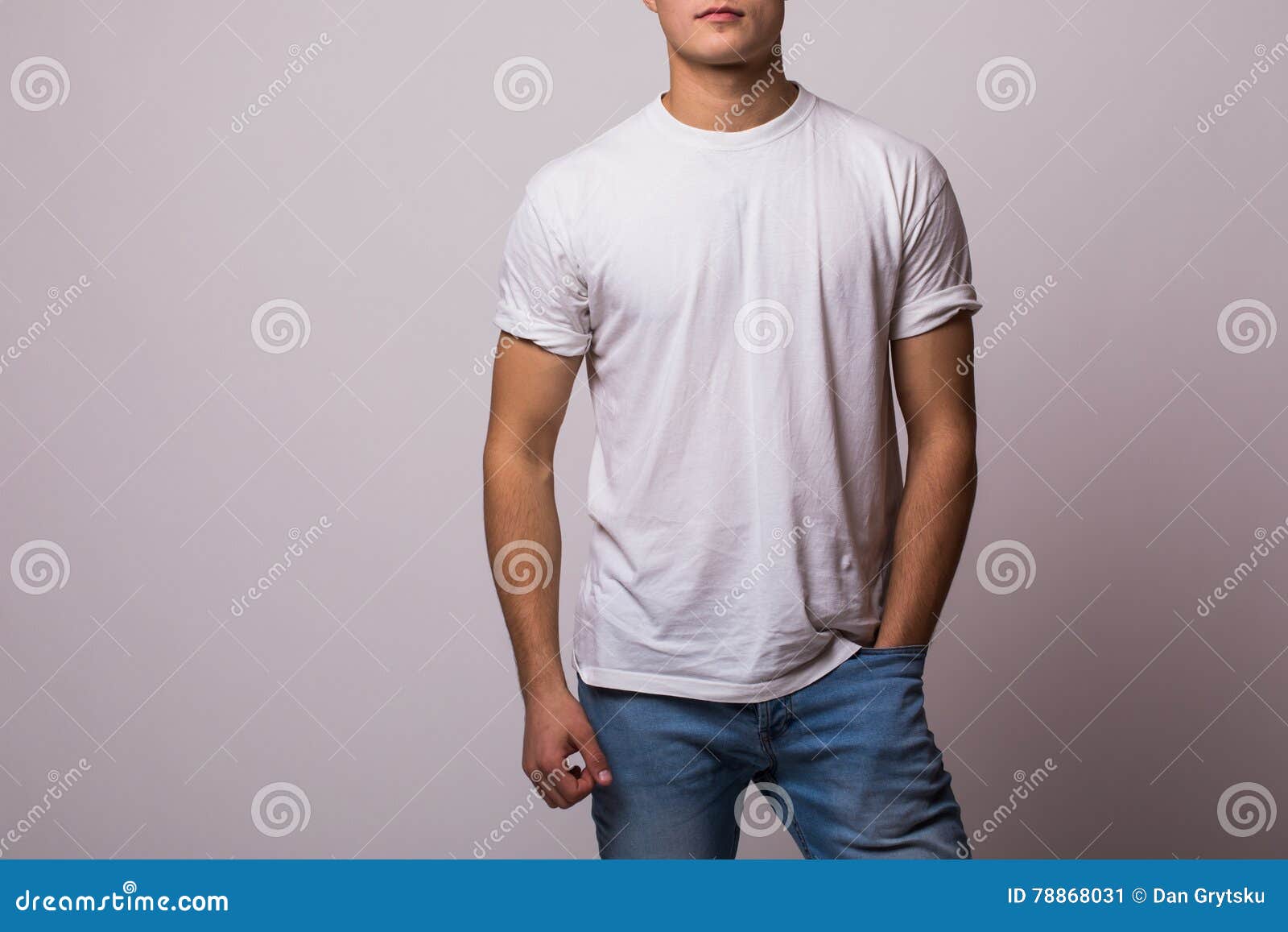 Body of Young Man on White Shirt Stock Image - Image of hand, pointing ...