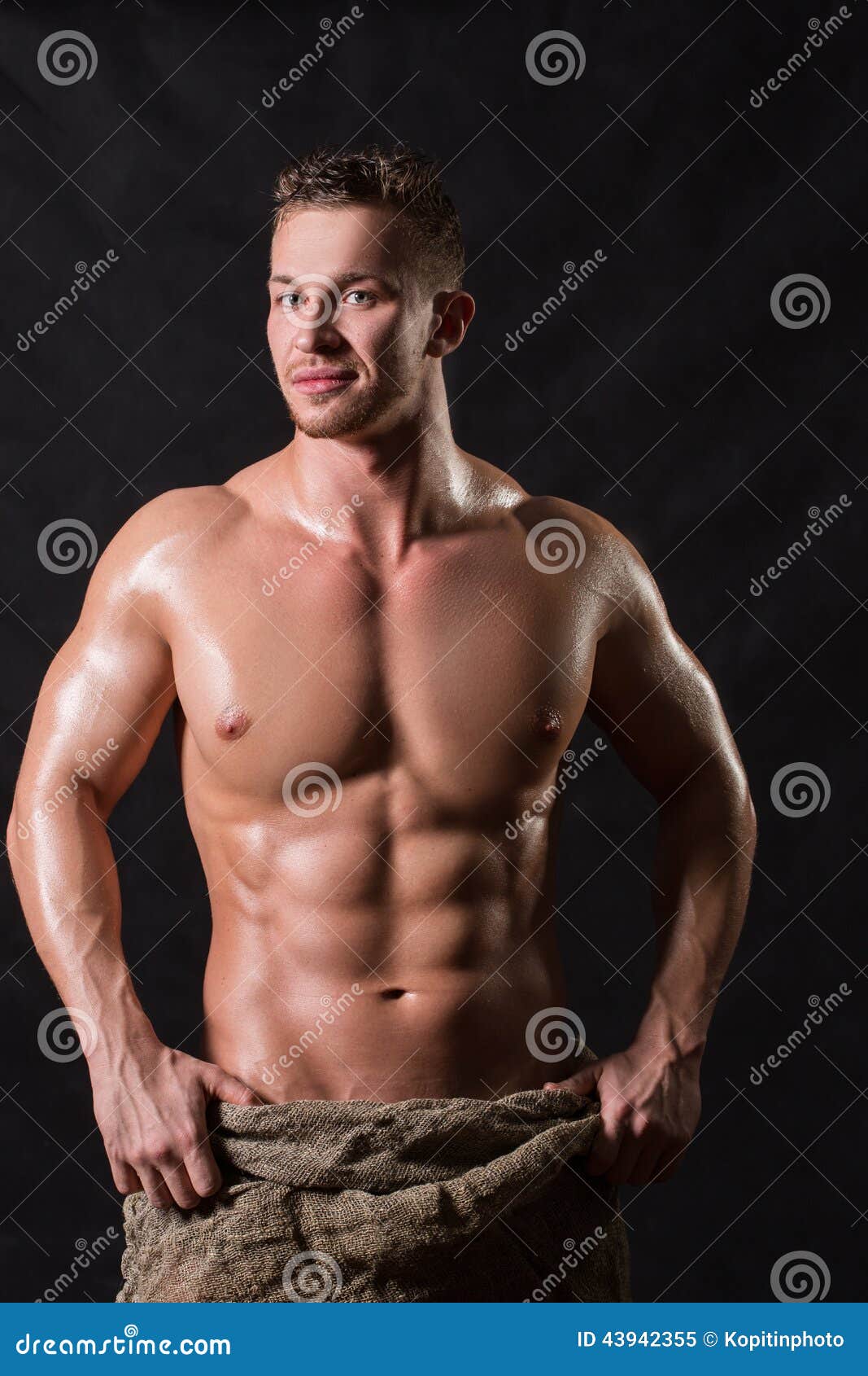 Bodybuilder in a bag stock image. Image of athlete, sixpacks 43942355
