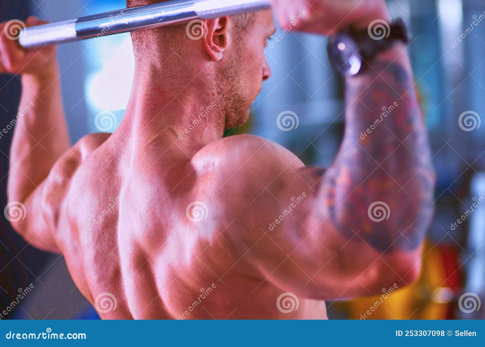Bodybuilder with Barbell in Gym Stock Photo Image of people, health