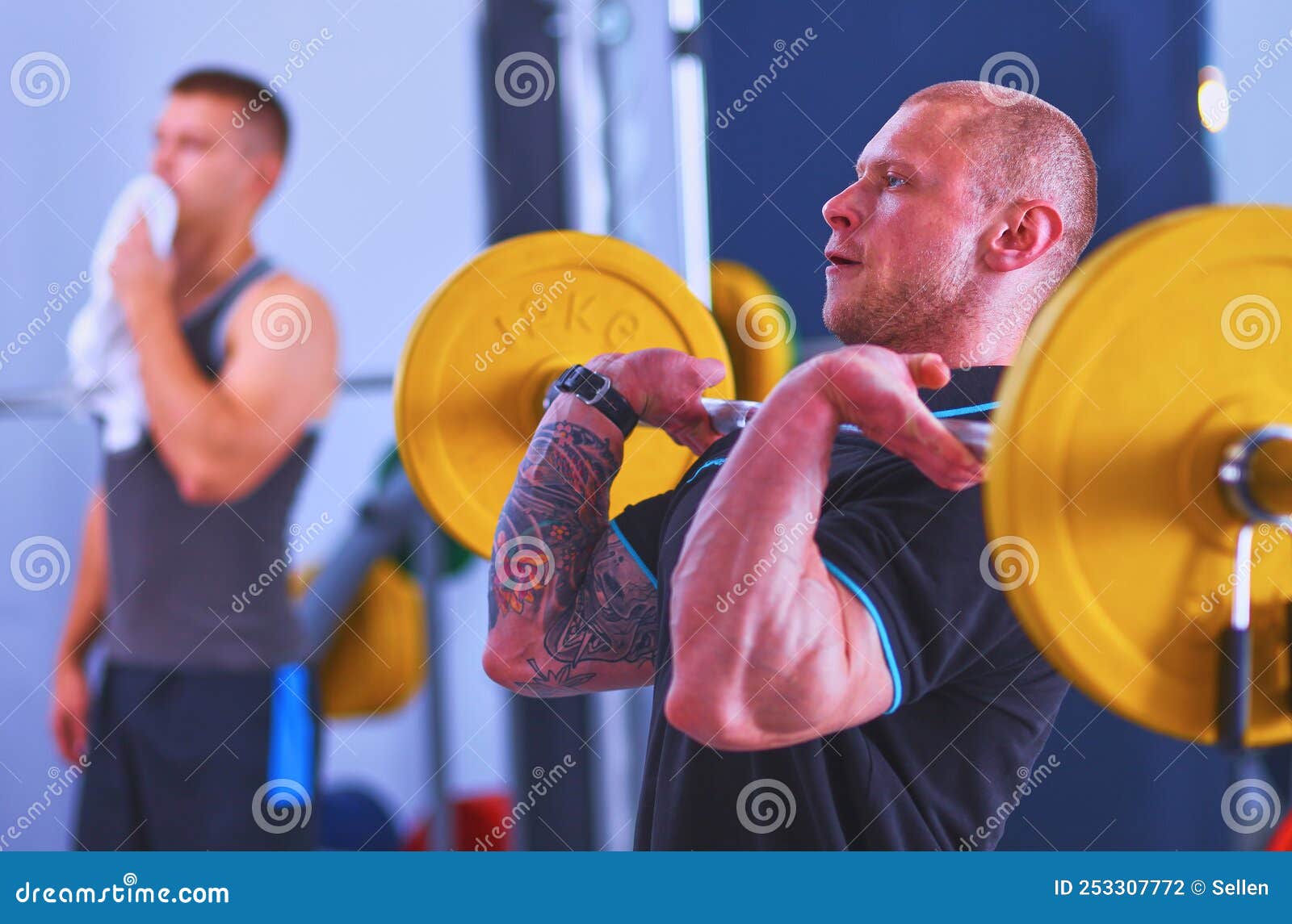 Bodybuilder with Barbell in Gym Stock Photo Image of building, power