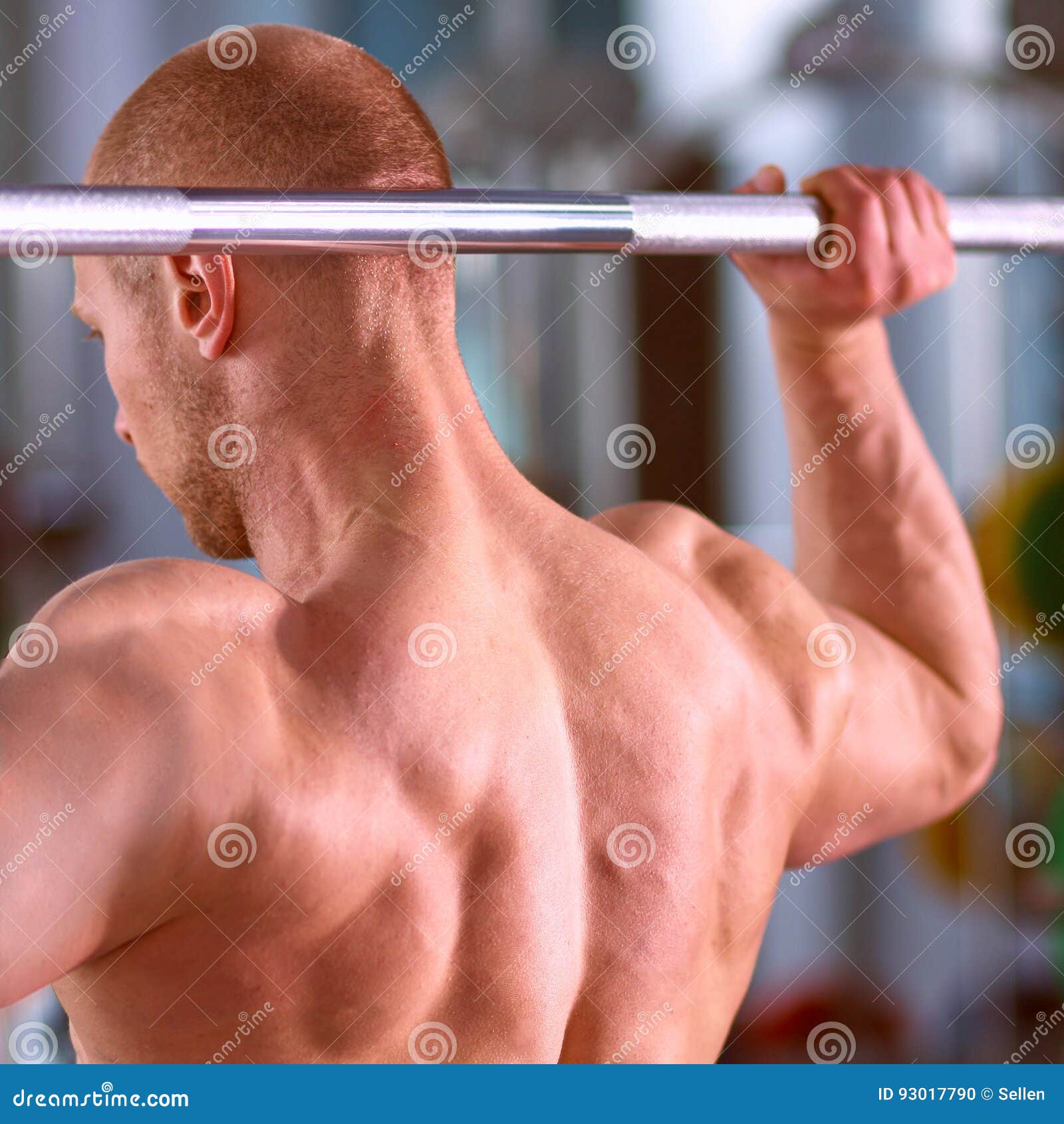 Bodybuilder with Barbell in Gym Stock Photo Image of muscle, male