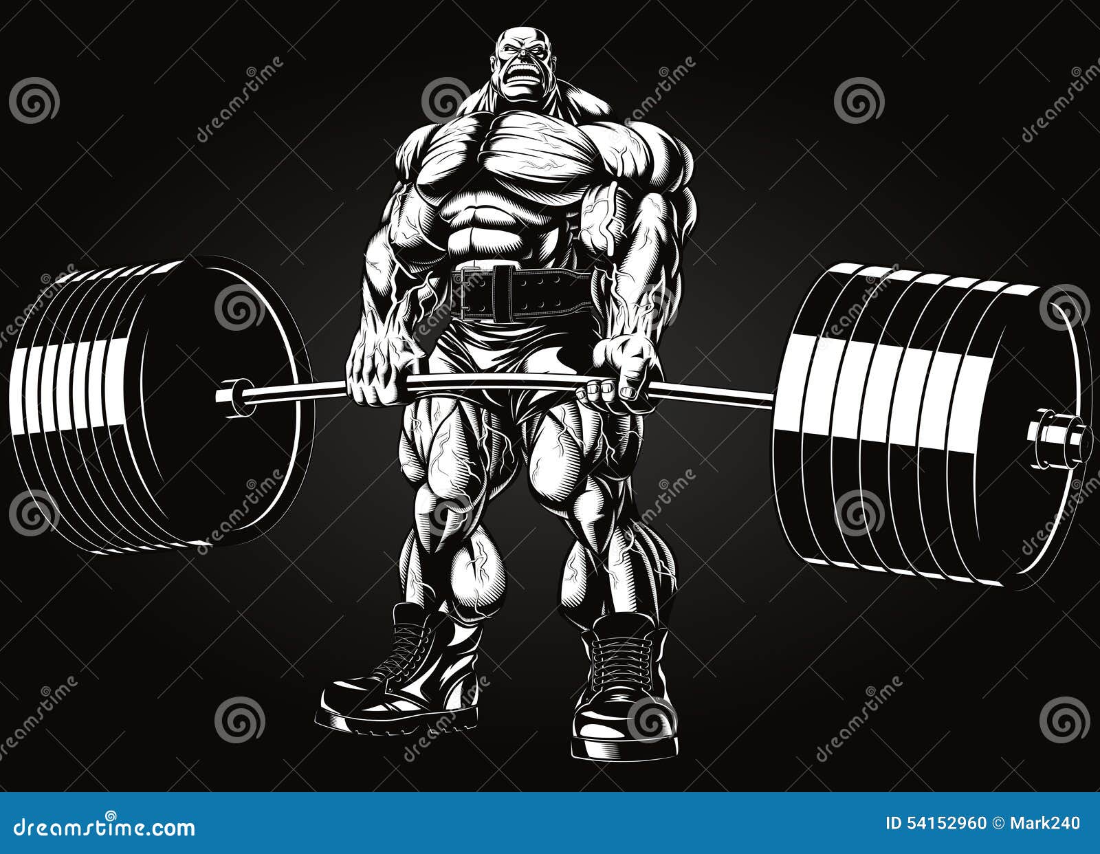 Bodybuilder with a barbell stock vector. Illustration of iron 54152960