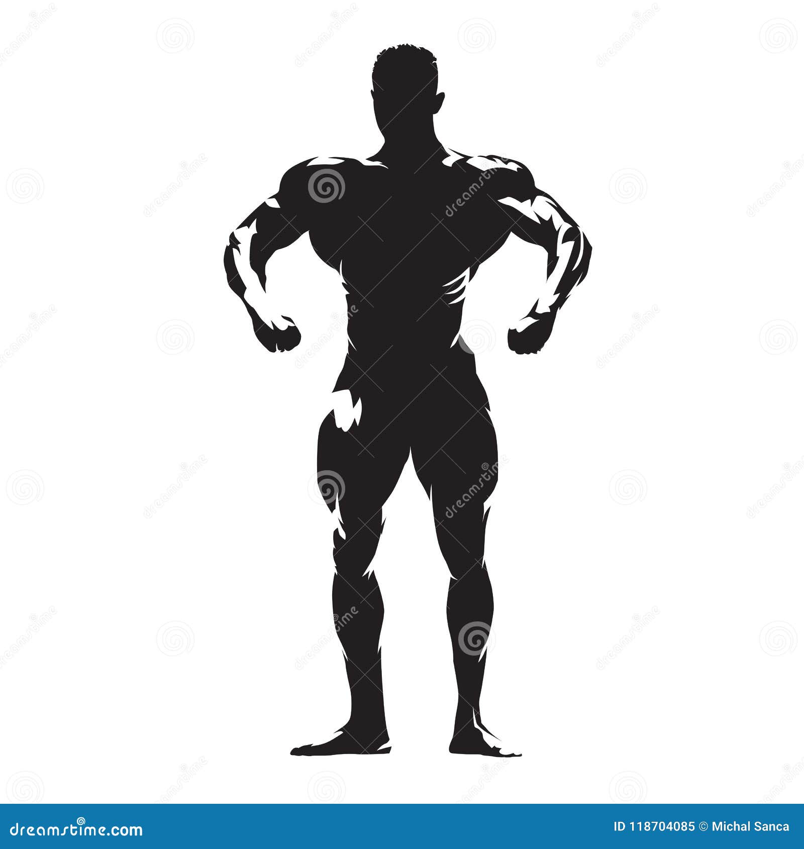 Bodybuilder with Big Muscles Posing, Isolated Vector Silhouette. Stock ...